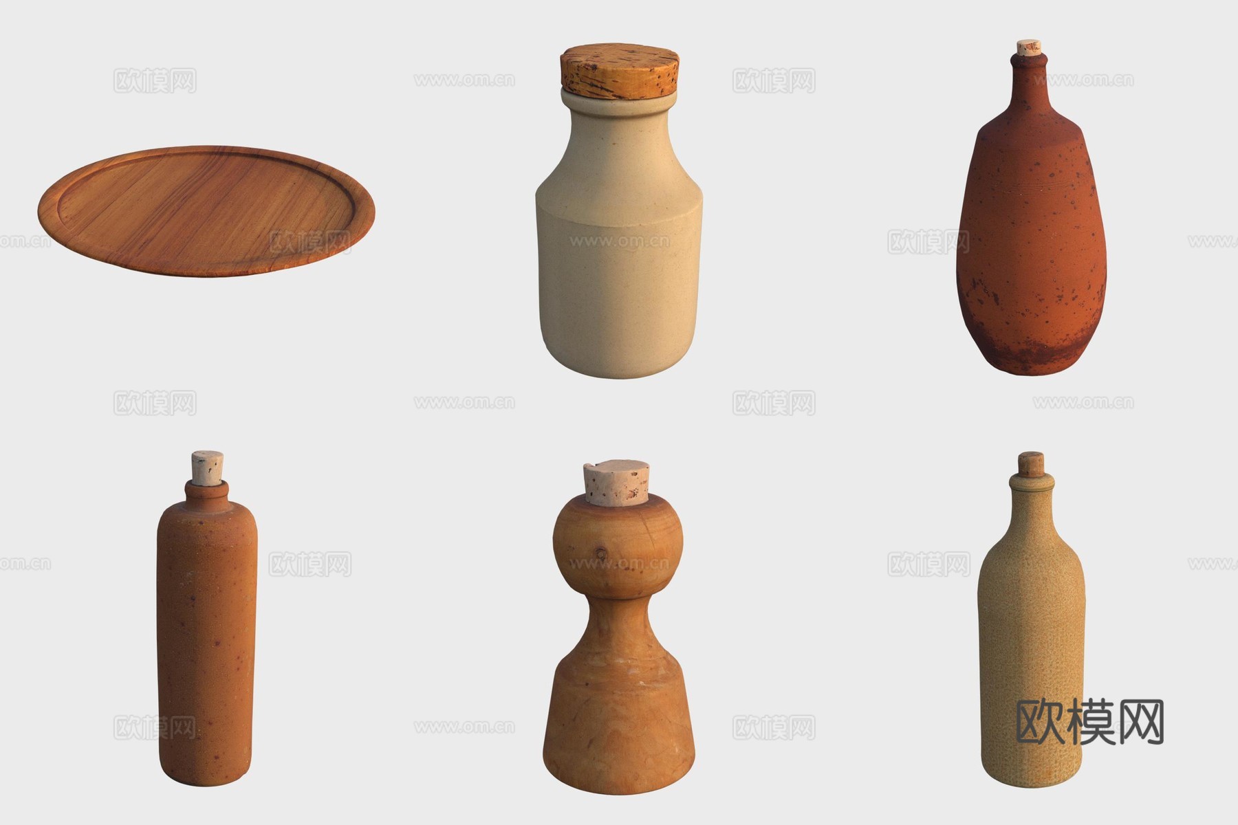 古代厨房用具酒瓶调料罐3d模型