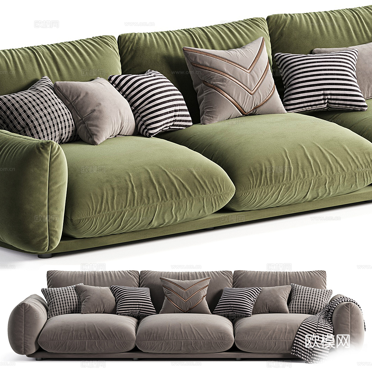 现代奶油风 Gemelo 布艺休闲沙发3d模型下载（渲染图4）