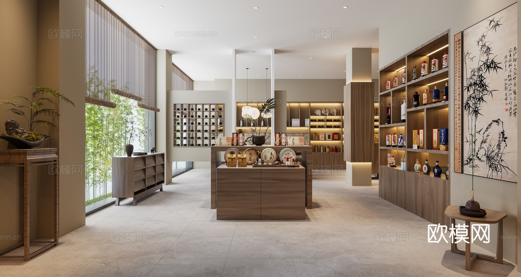 新中式茶酒店3d模型