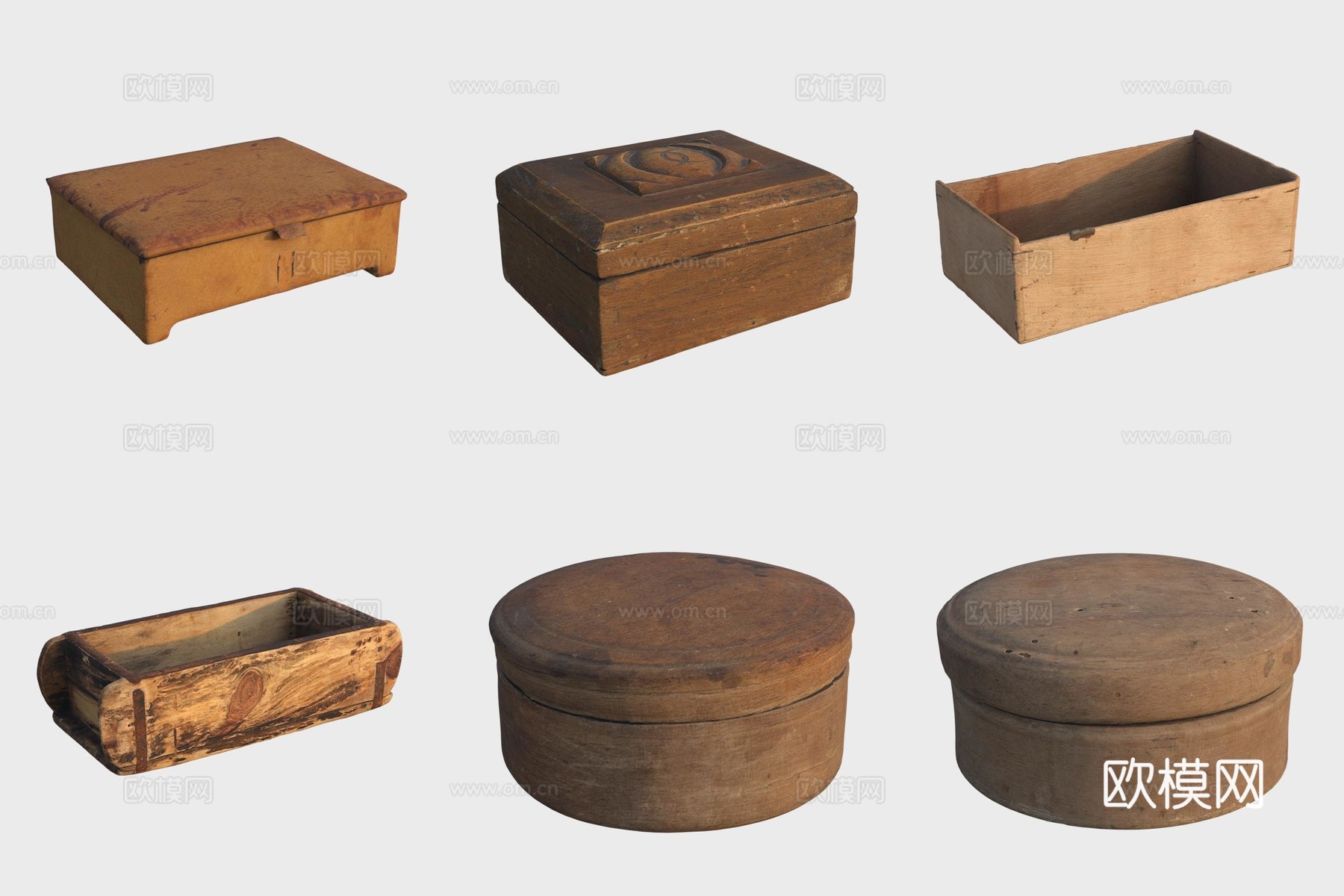 古代木箱首饰盒抽屉3d模型