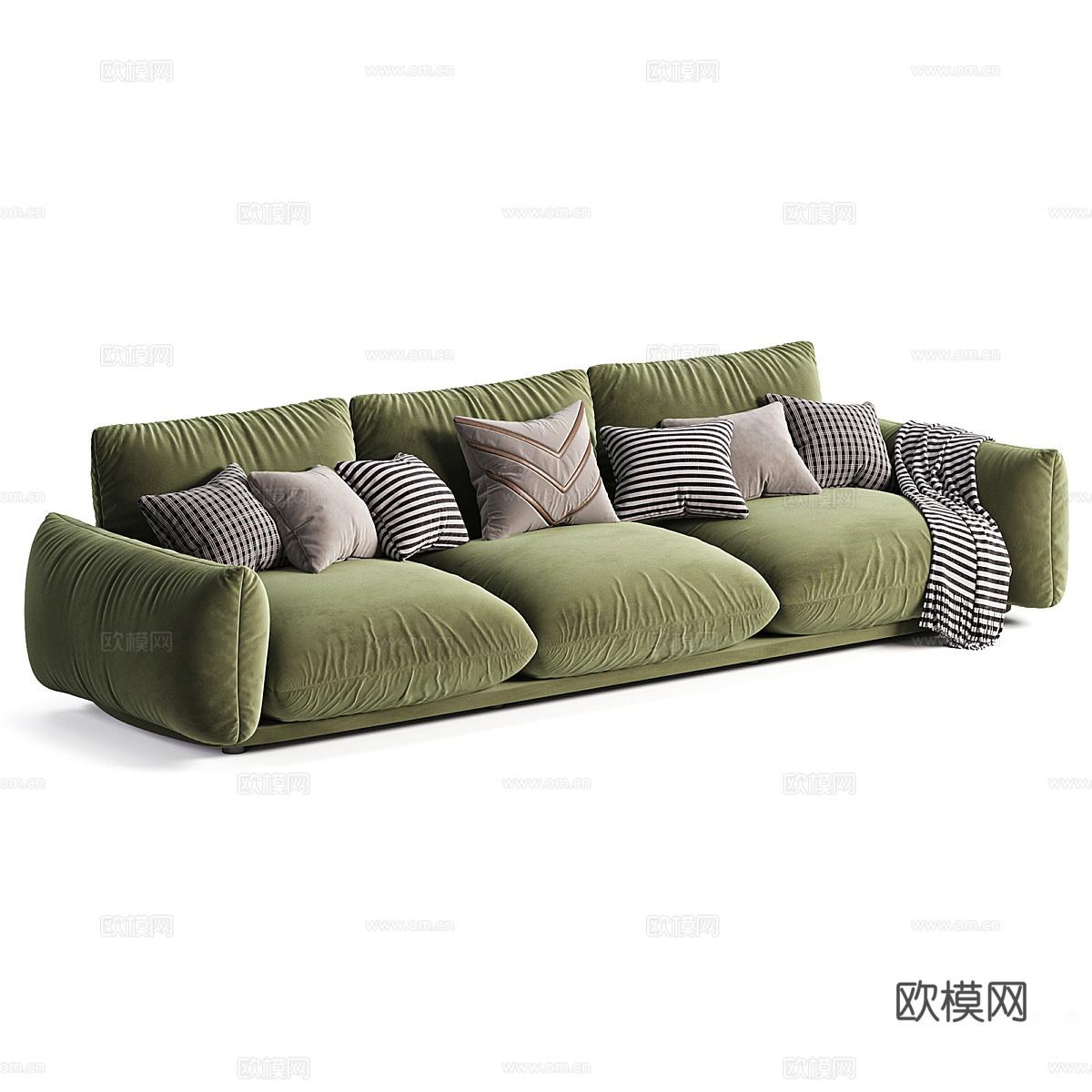 现代奶油风 Gemelo 布艺休闲沙发3d模型下载（渲染图2）