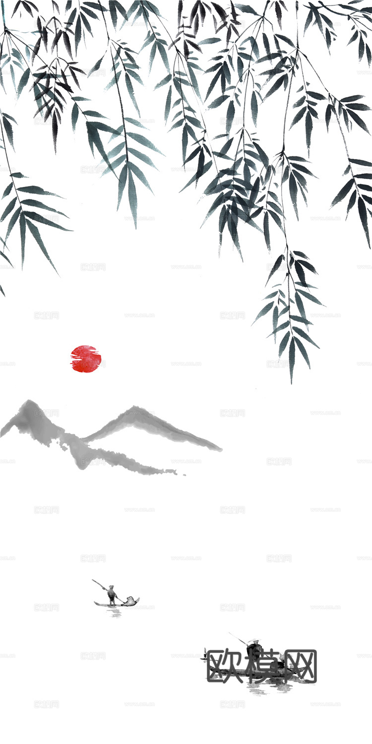 高清中式新中式山水意境壁纸壁画