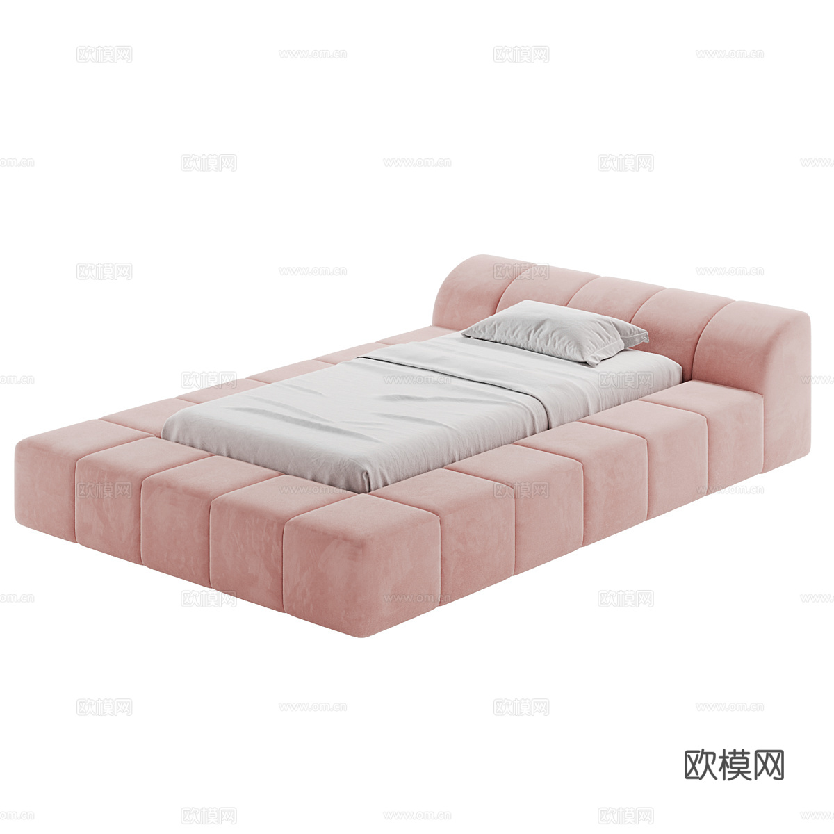 现代简约双人床 双人床 简约床 卧室床3d模型