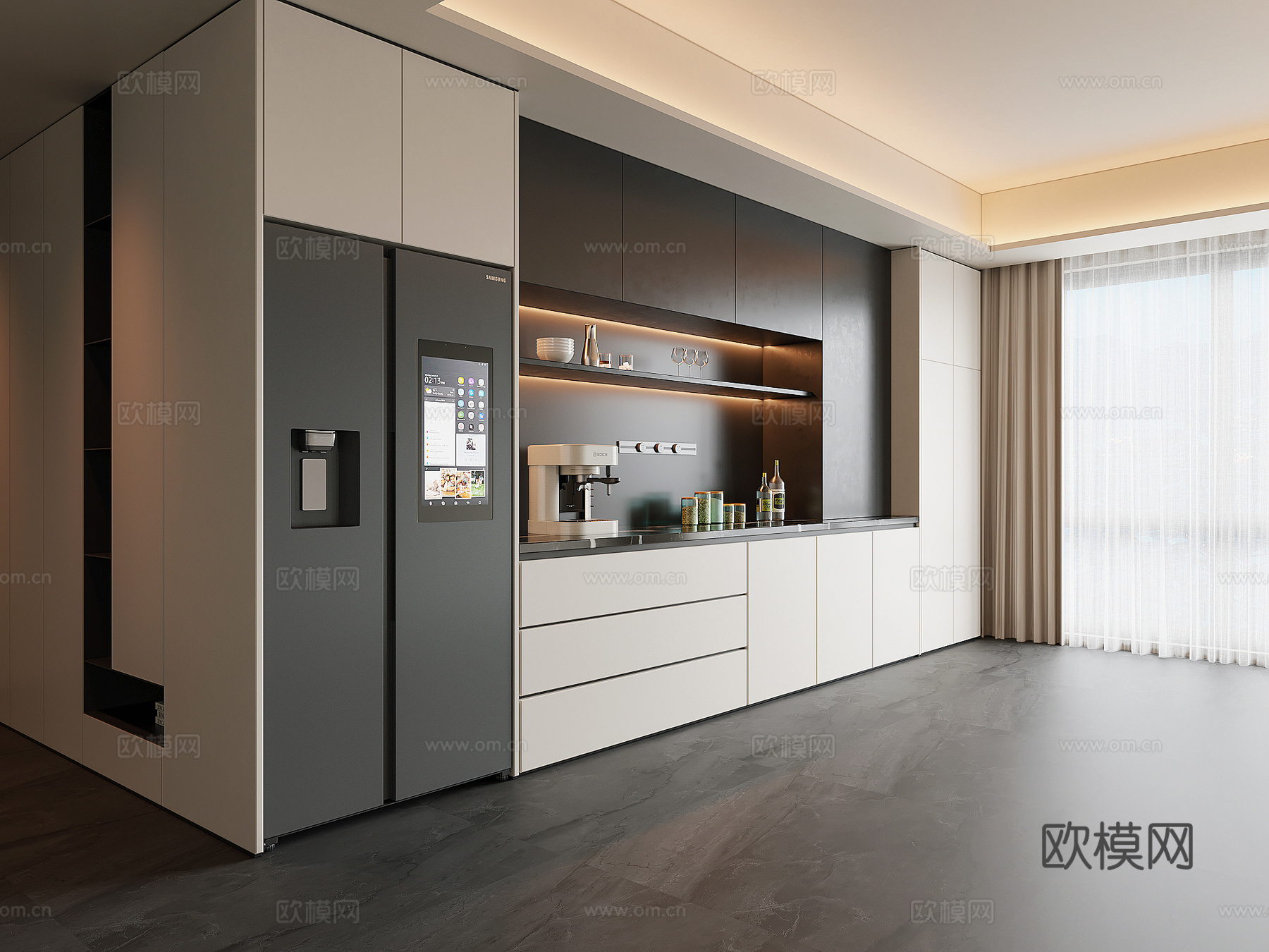 现代餐边柜3d模型下载