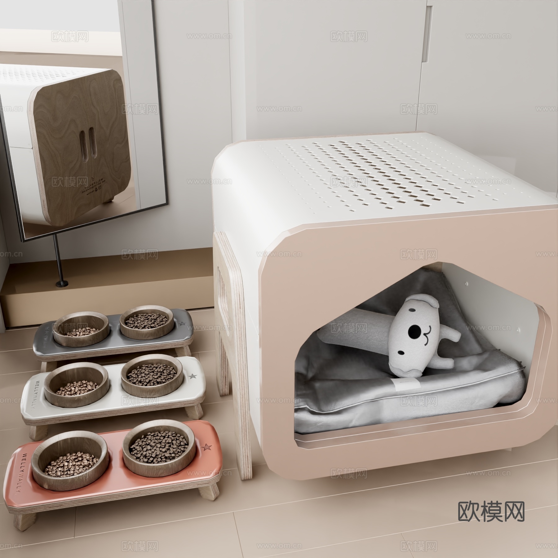宠物用品 宠物窝 猫窝狗窝 猫粮碗3d模型