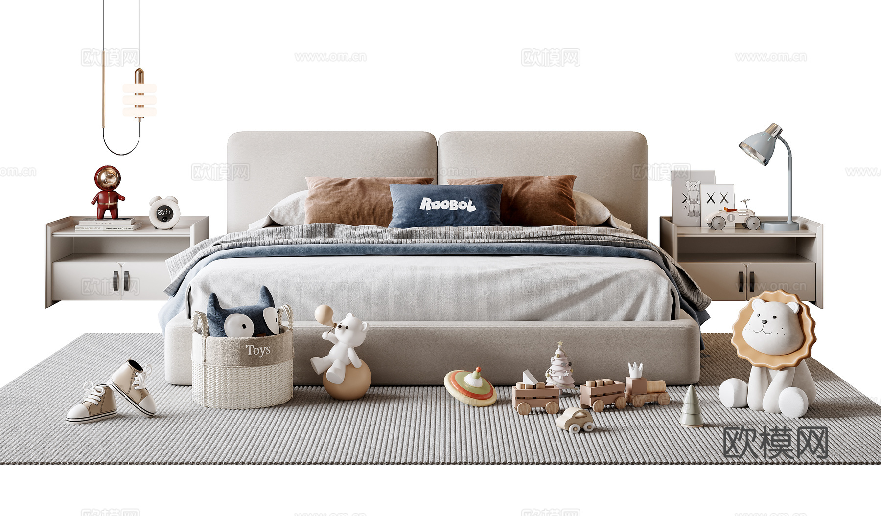 现代儿童床3d模型下载