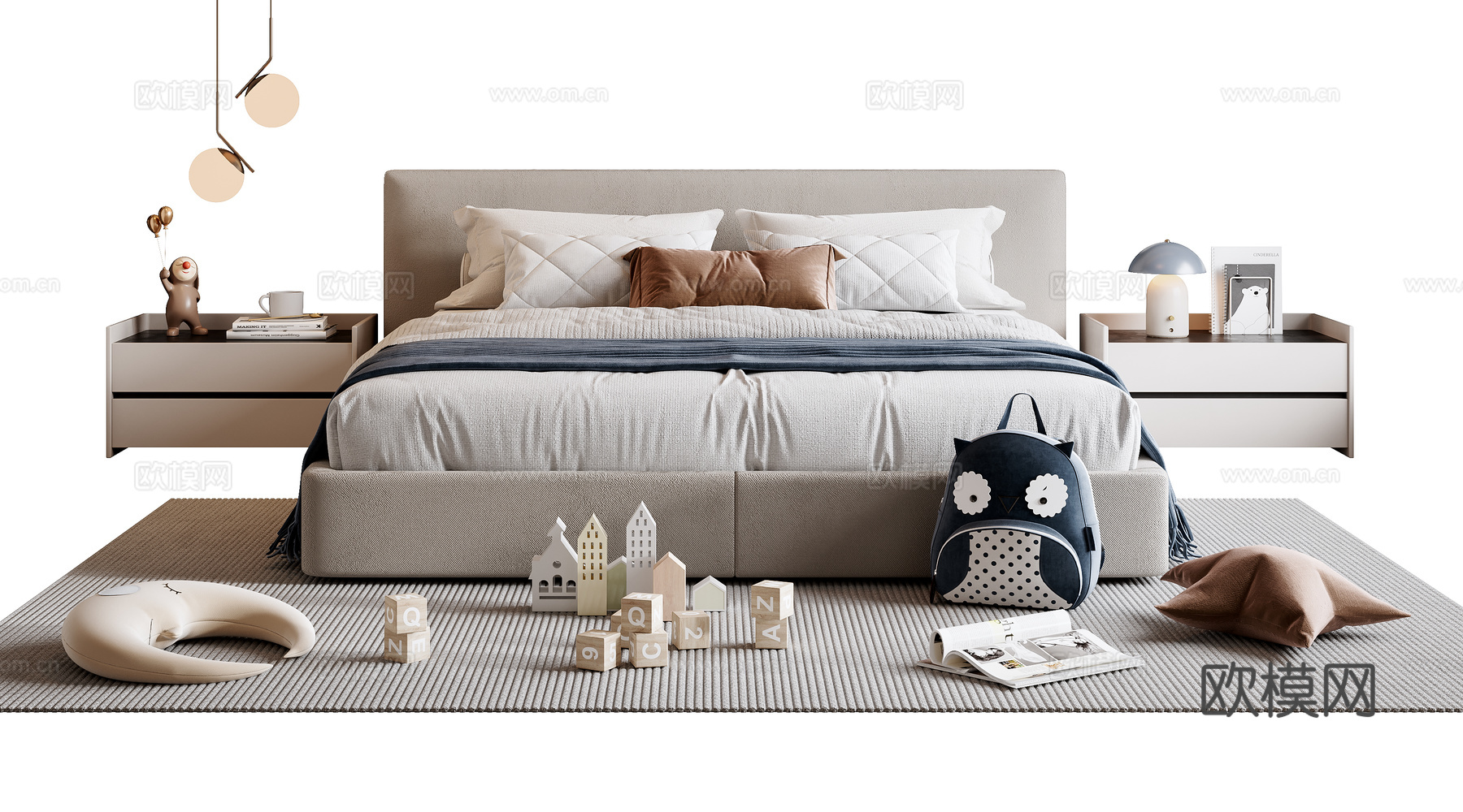 现代儿童床su模型