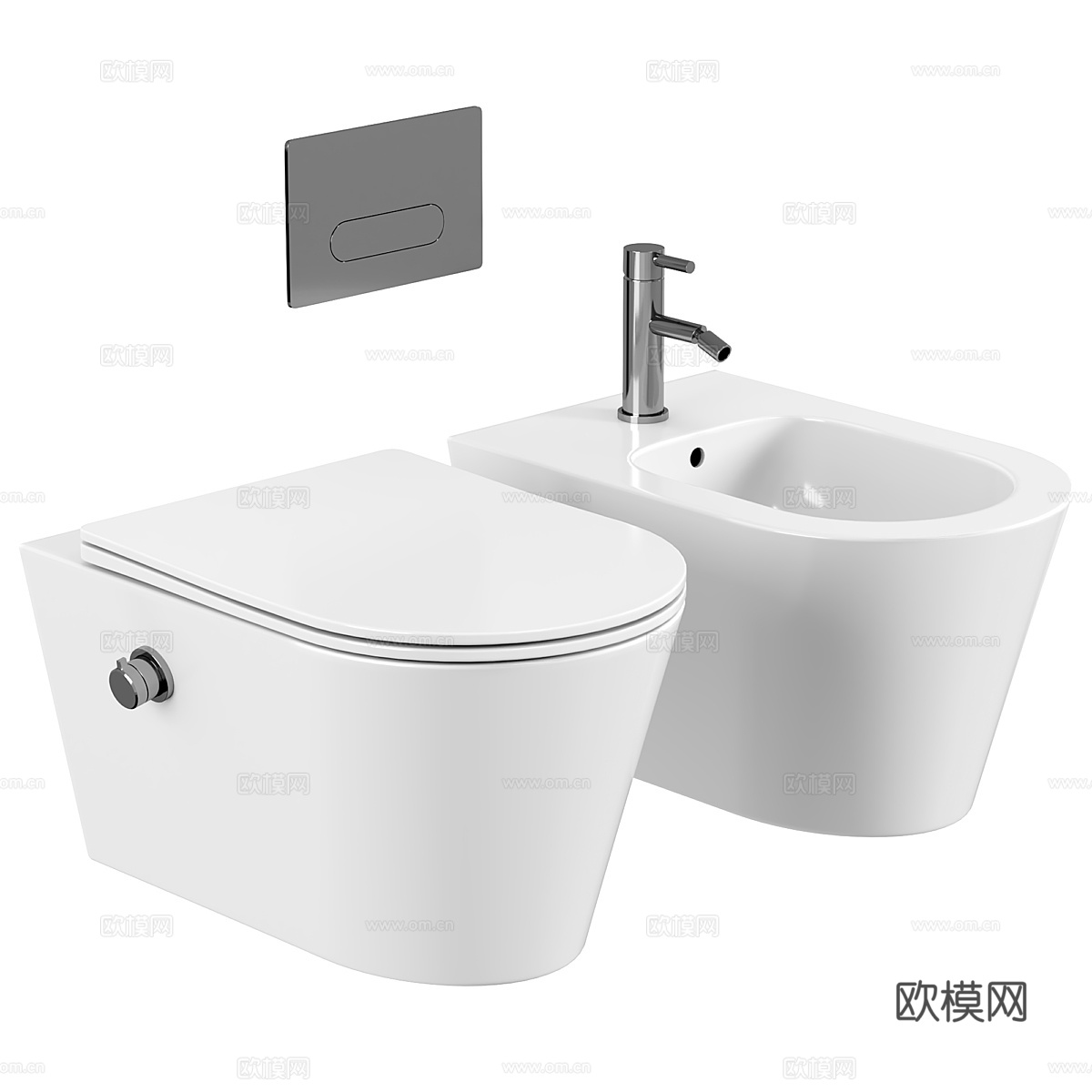 现代壁挂式马桶3d模型