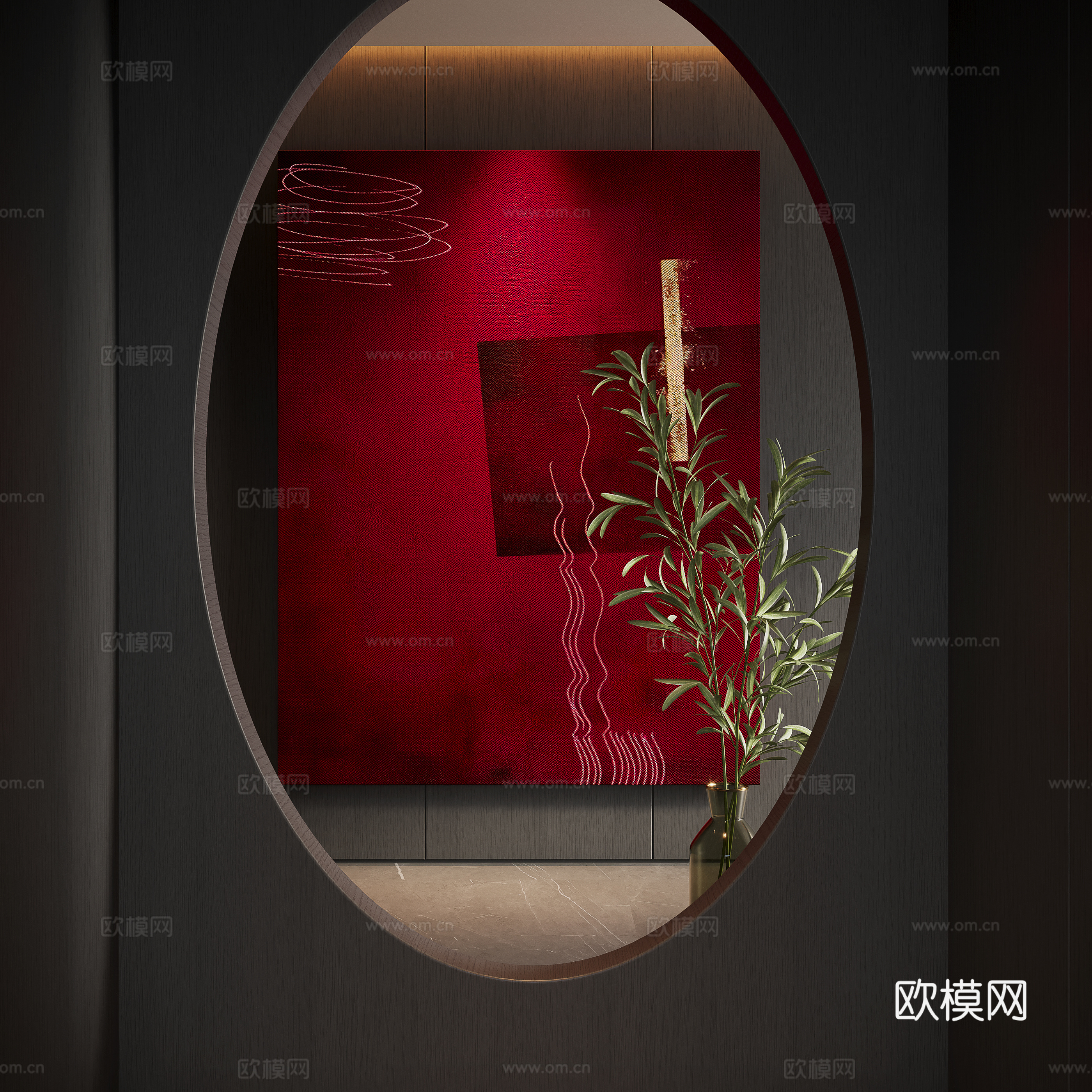 现代中古风挂画su模型