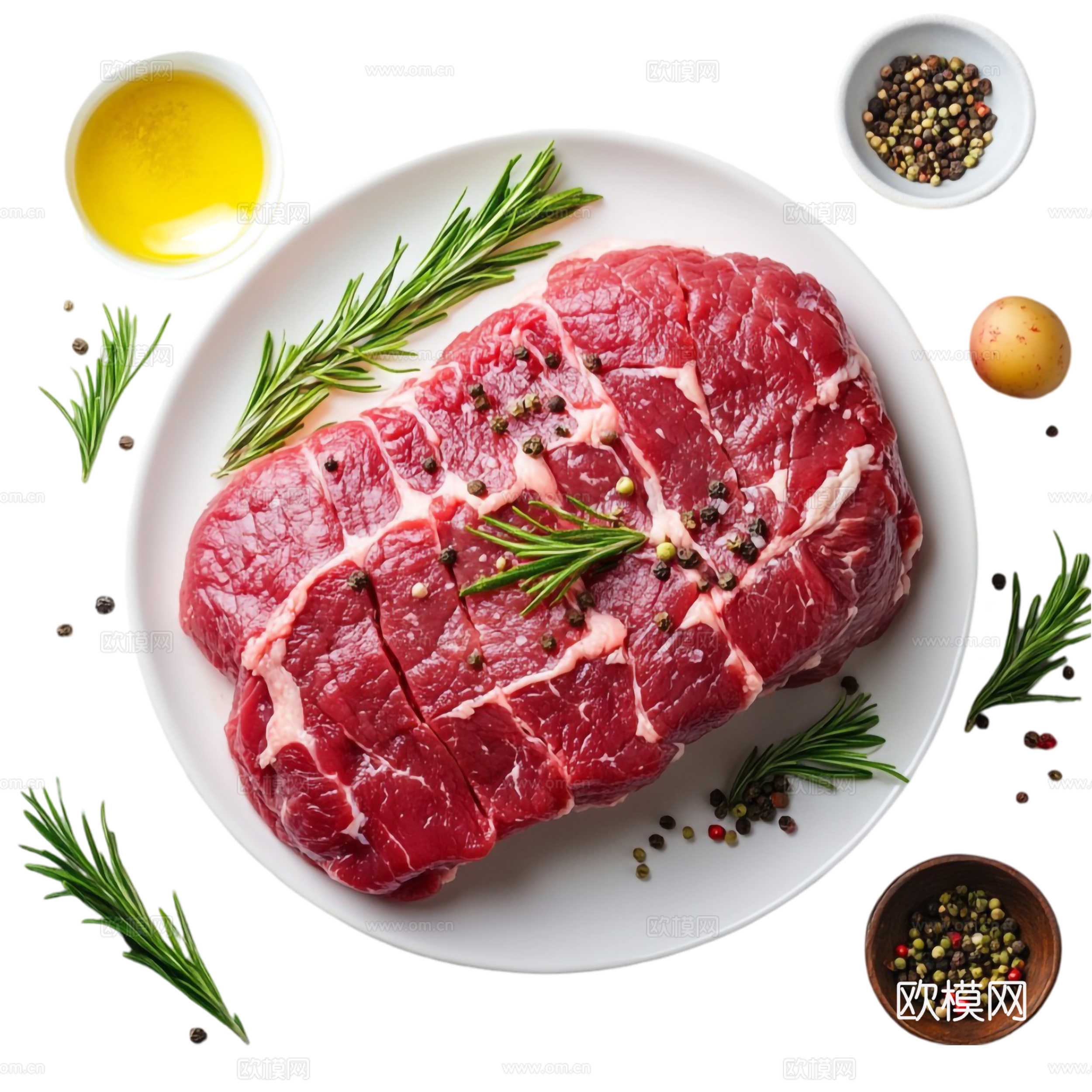 免抠牛排  米饭 牛排套餐 生牛排 牛肉 西餐
