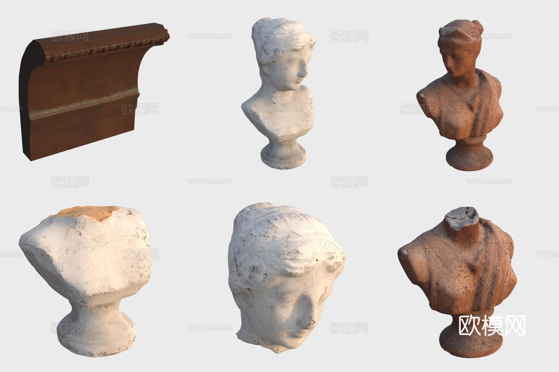 古代陶艺石膏雕塑3d模型