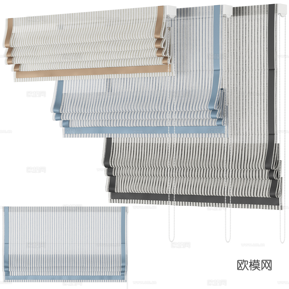 新中式罗马帘3d模型