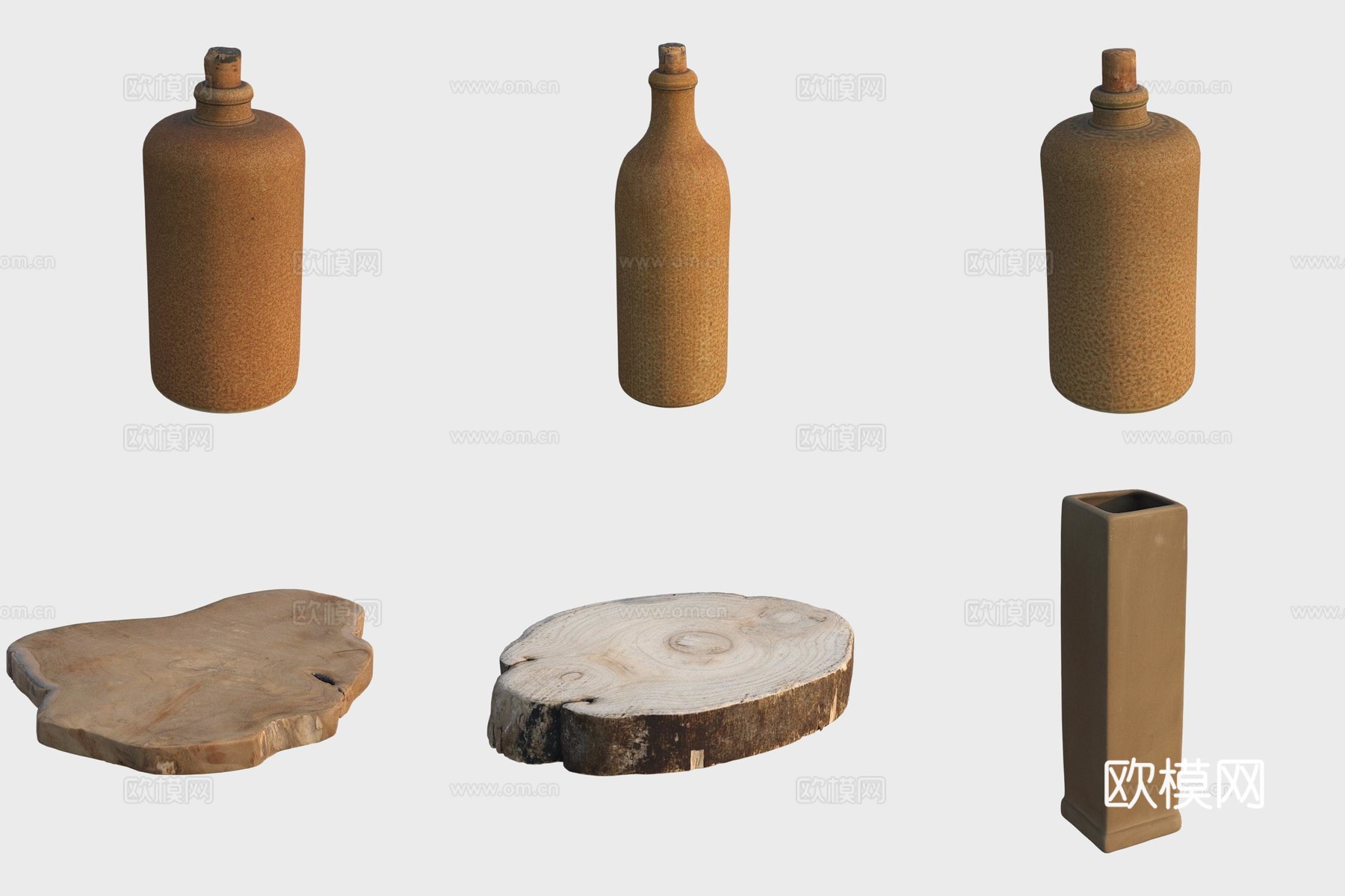 古代厨房用具酒瓶调料罐菜板3d模型
