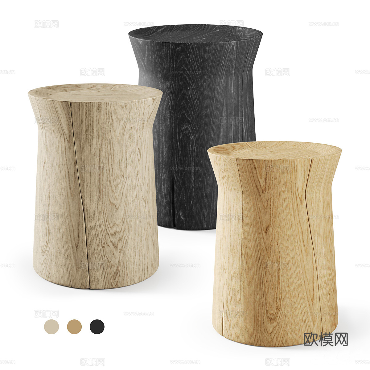 Poliform 矮凳 木凳 圆形矮凳3d模型