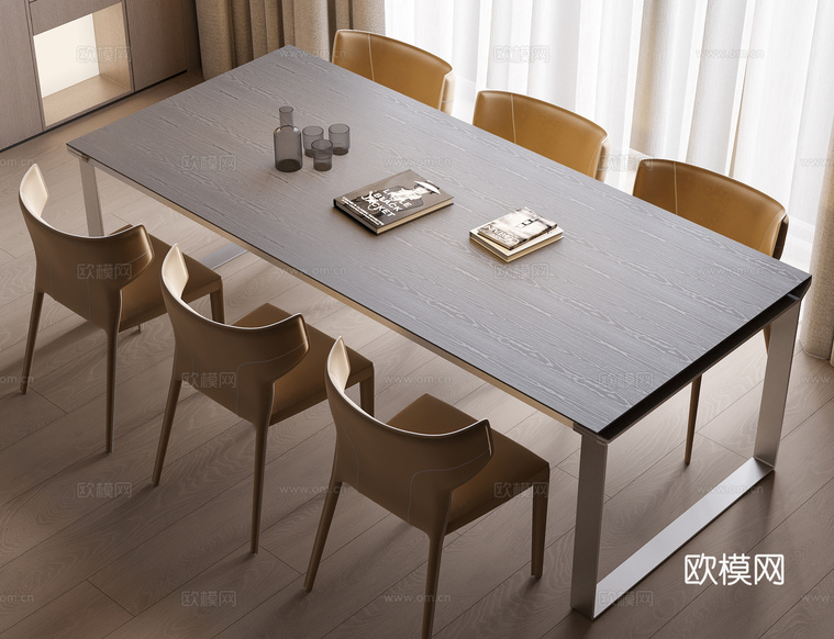 现代意式餐桌椅3d模型下载