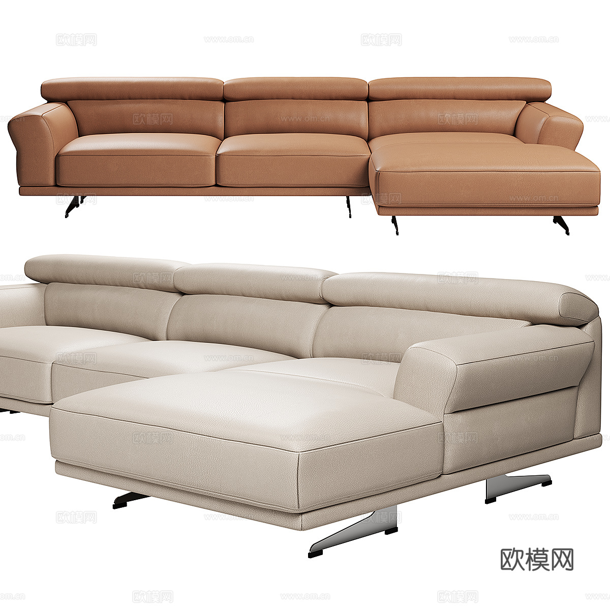 现代意式 Mill Corner 皮革转角沙发3d模型
