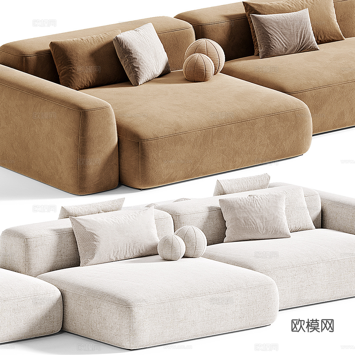 现代奶油风 Tamamm 布艺组合沙发3d模型