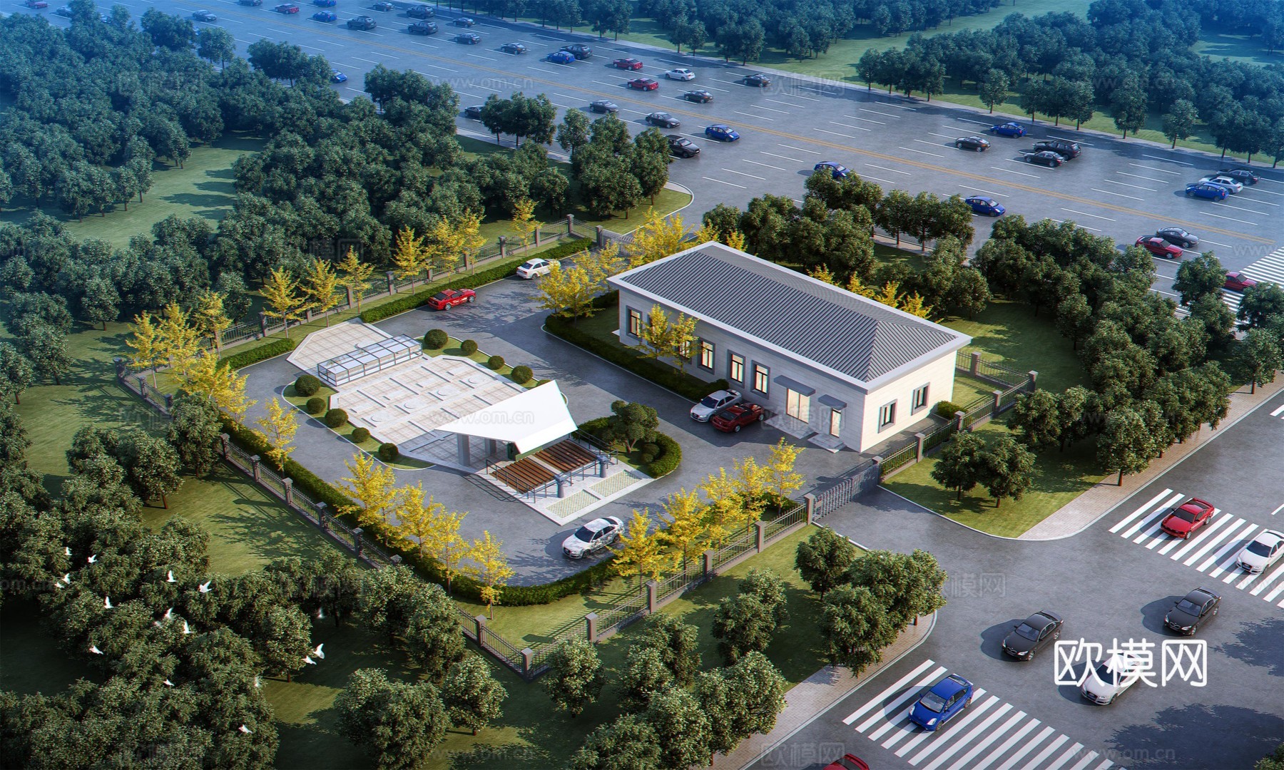 现代供水厂建筑 设备房3d模型