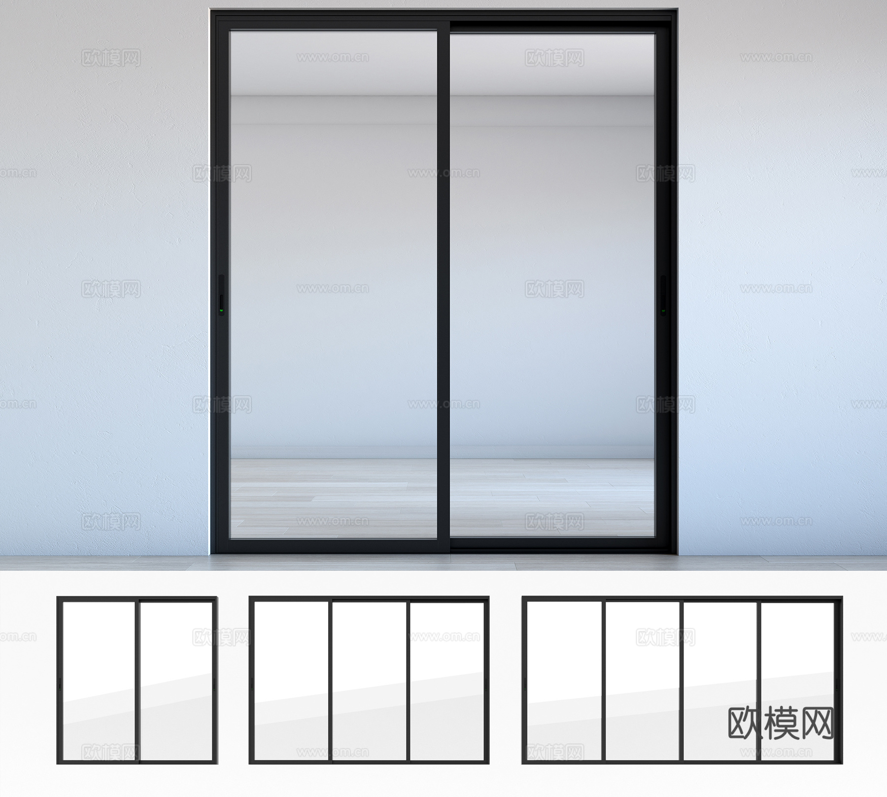 玻璃门 推拉门 厨卫门 玻璃移门3d模型