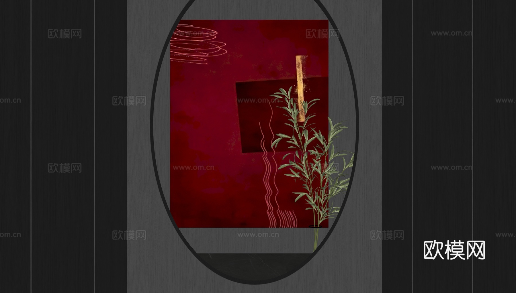 现代中古风挂画su模型