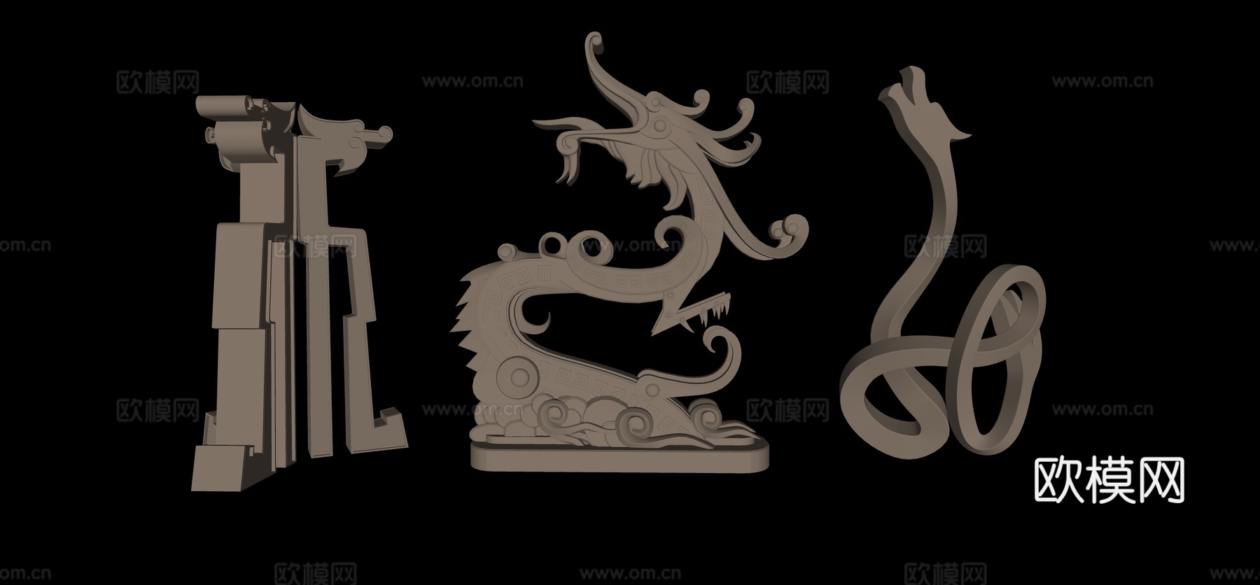 现代雕塑龙免费su模型