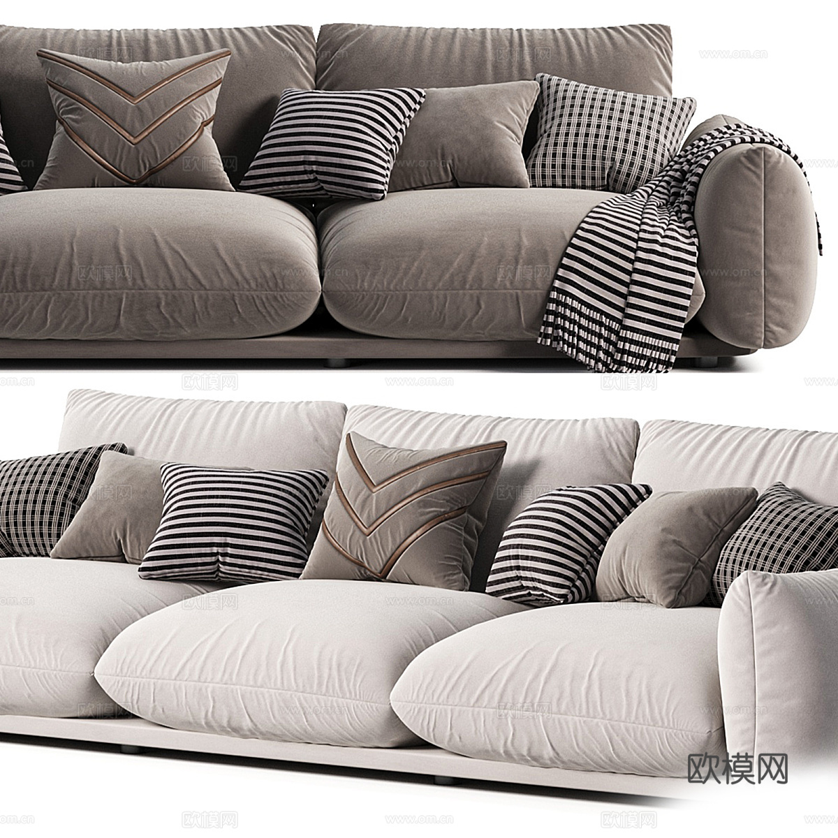 现代奶油风 Gemelo 布艺休闲沙发3d模型下载（渲染图3）