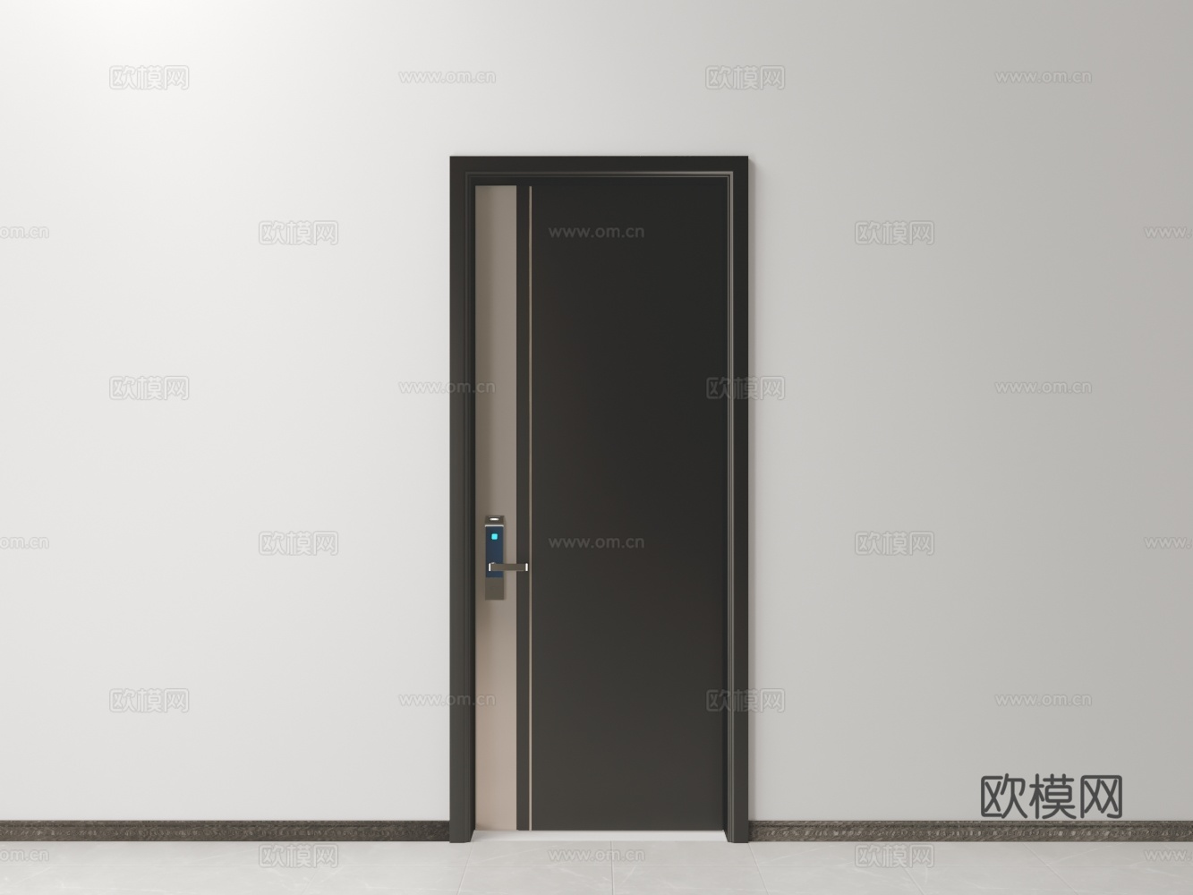 现代金属入户门3d模型
