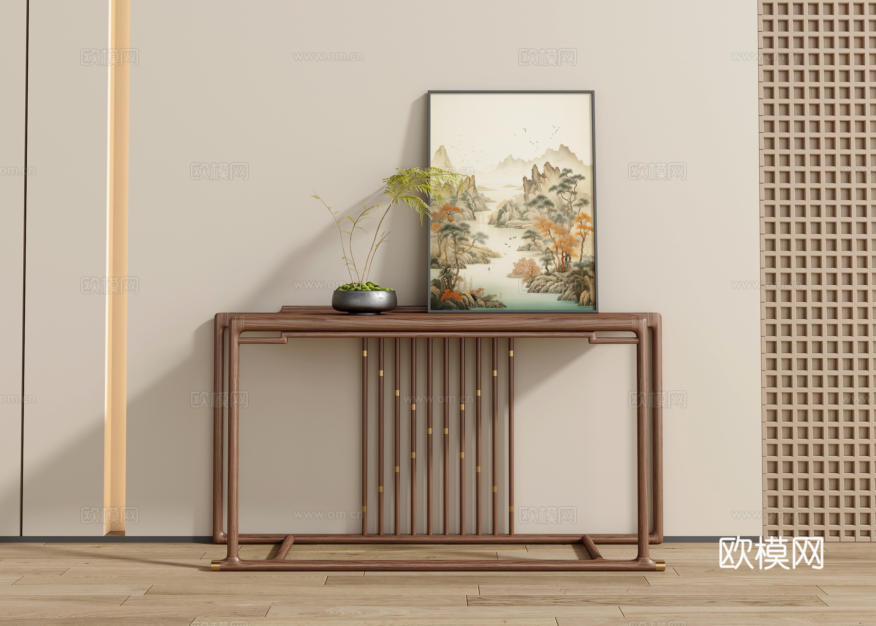 新中式玄关端景台3d模型
