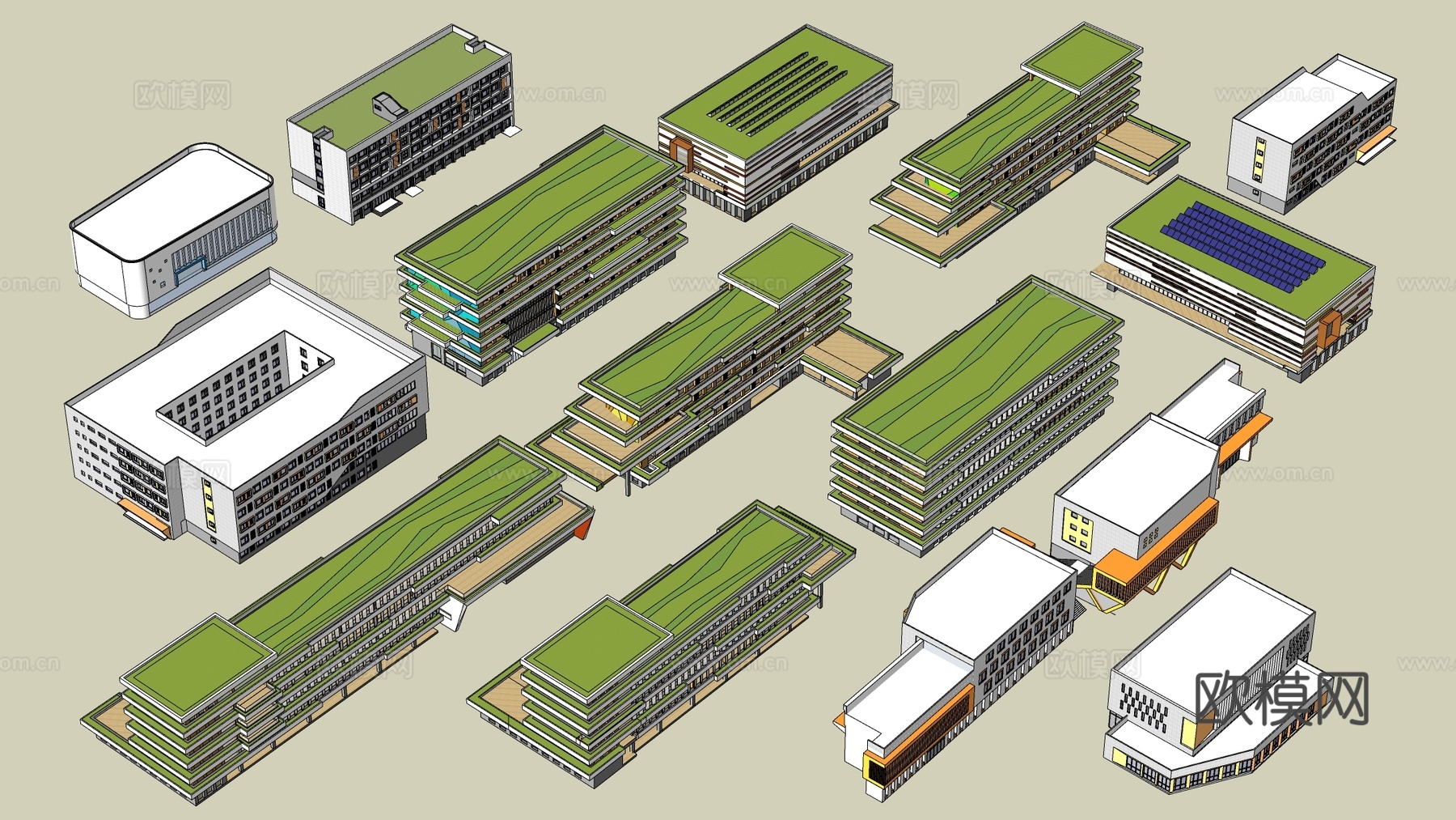 现代学校建筑 教学楼建筑 中小学建筑 行政楼 办公楼su模型