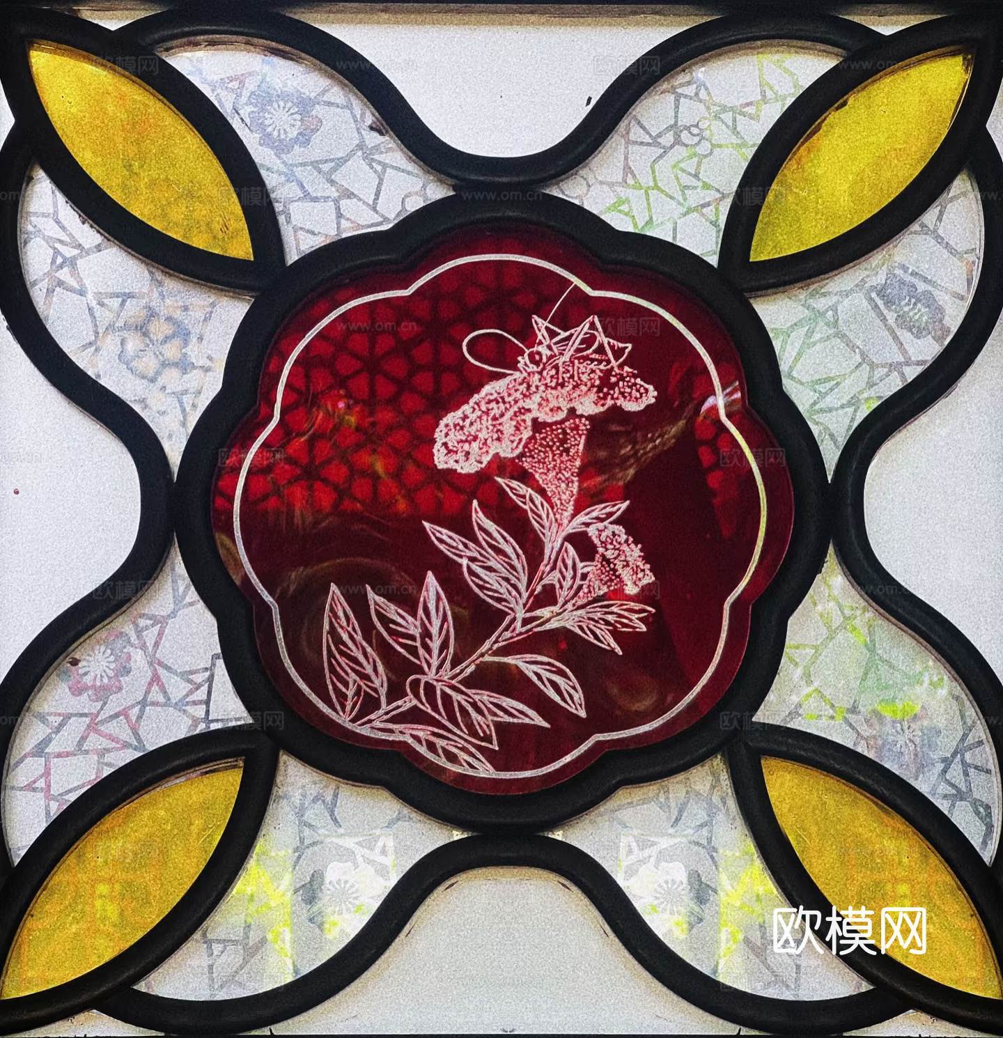 复古彩色花纹玻璃