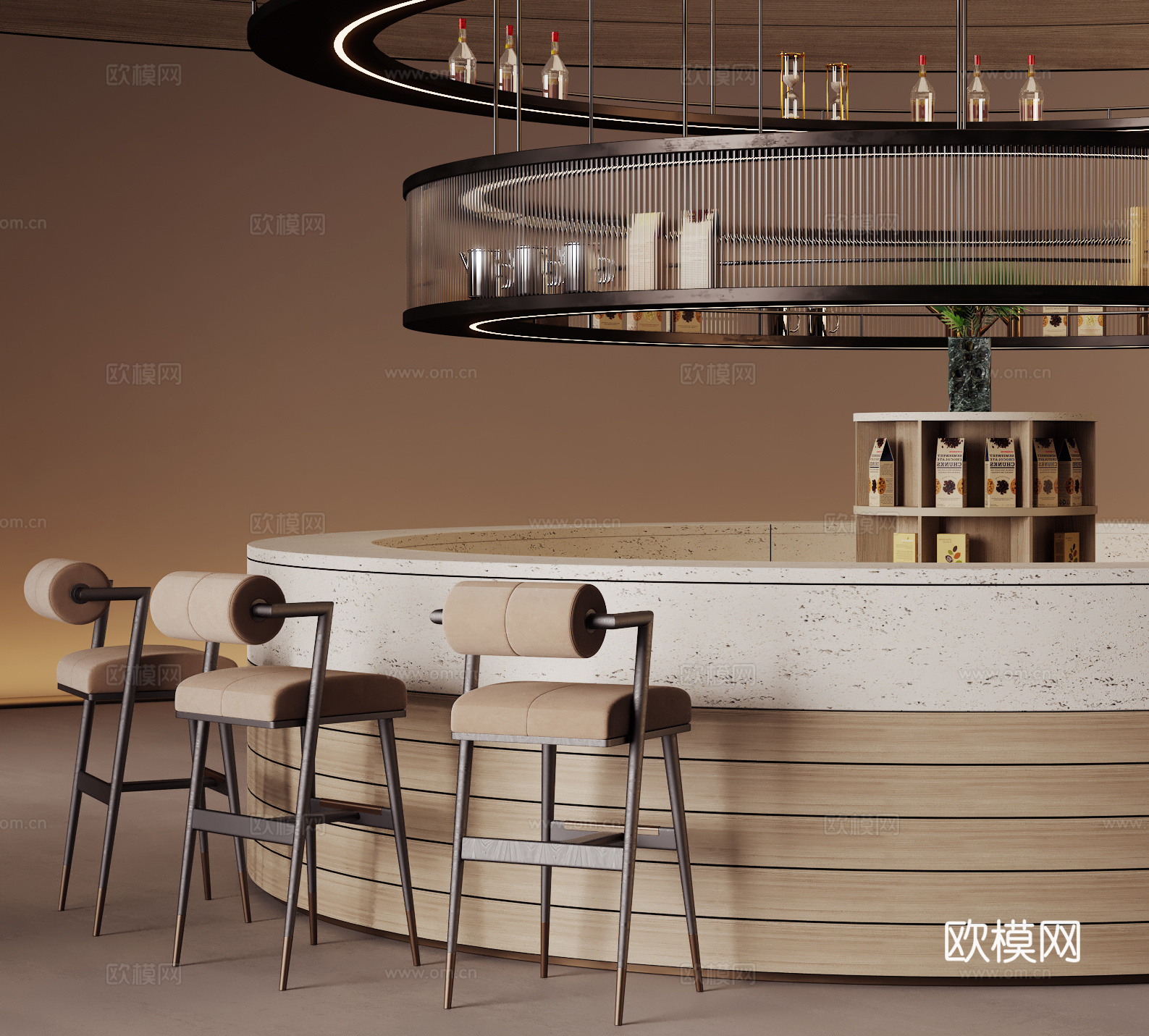 现代售楼处 水吧台 咖啡区3d模型-Pic-3