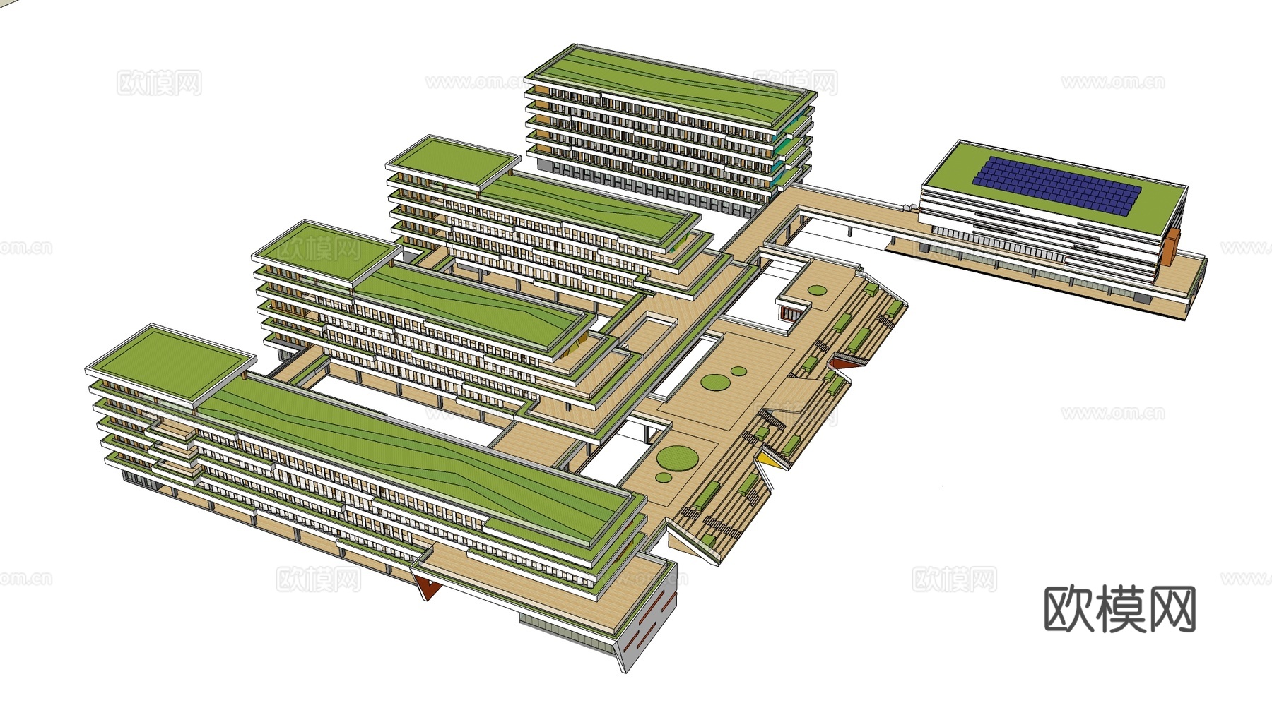现代学校建筑 教学楼建筑 中小学建筑 行政楼 办公楼su模型