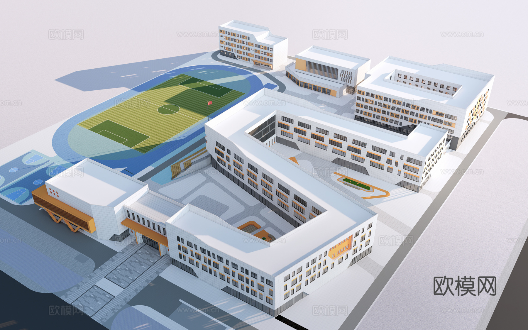 现代学校建筑 教学楼建筑 中小学建筑 行政楼 办公楼su模型