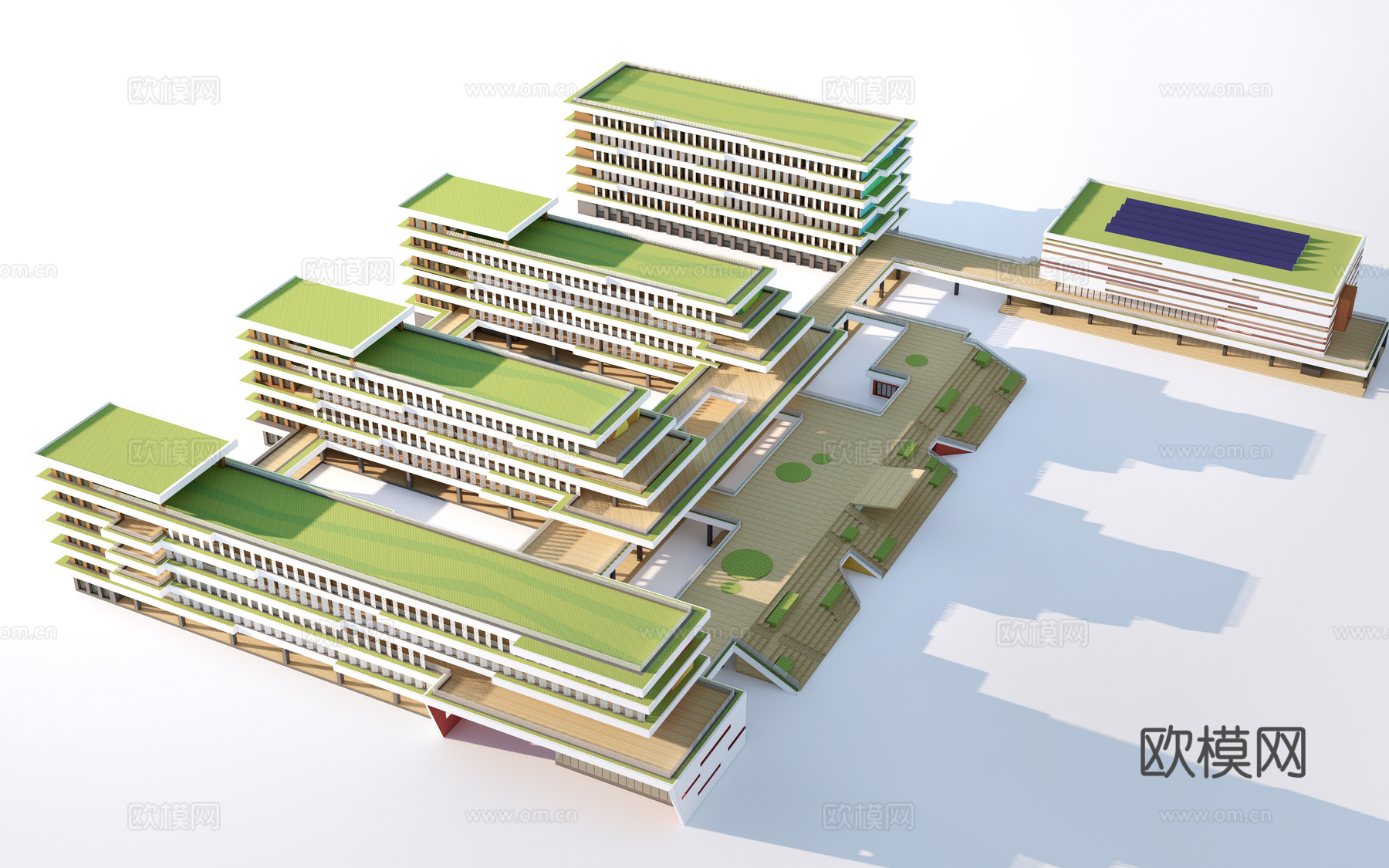 现代学校建筑 教学楼建筑 中小学建筑 行政楼 办公楼su模型