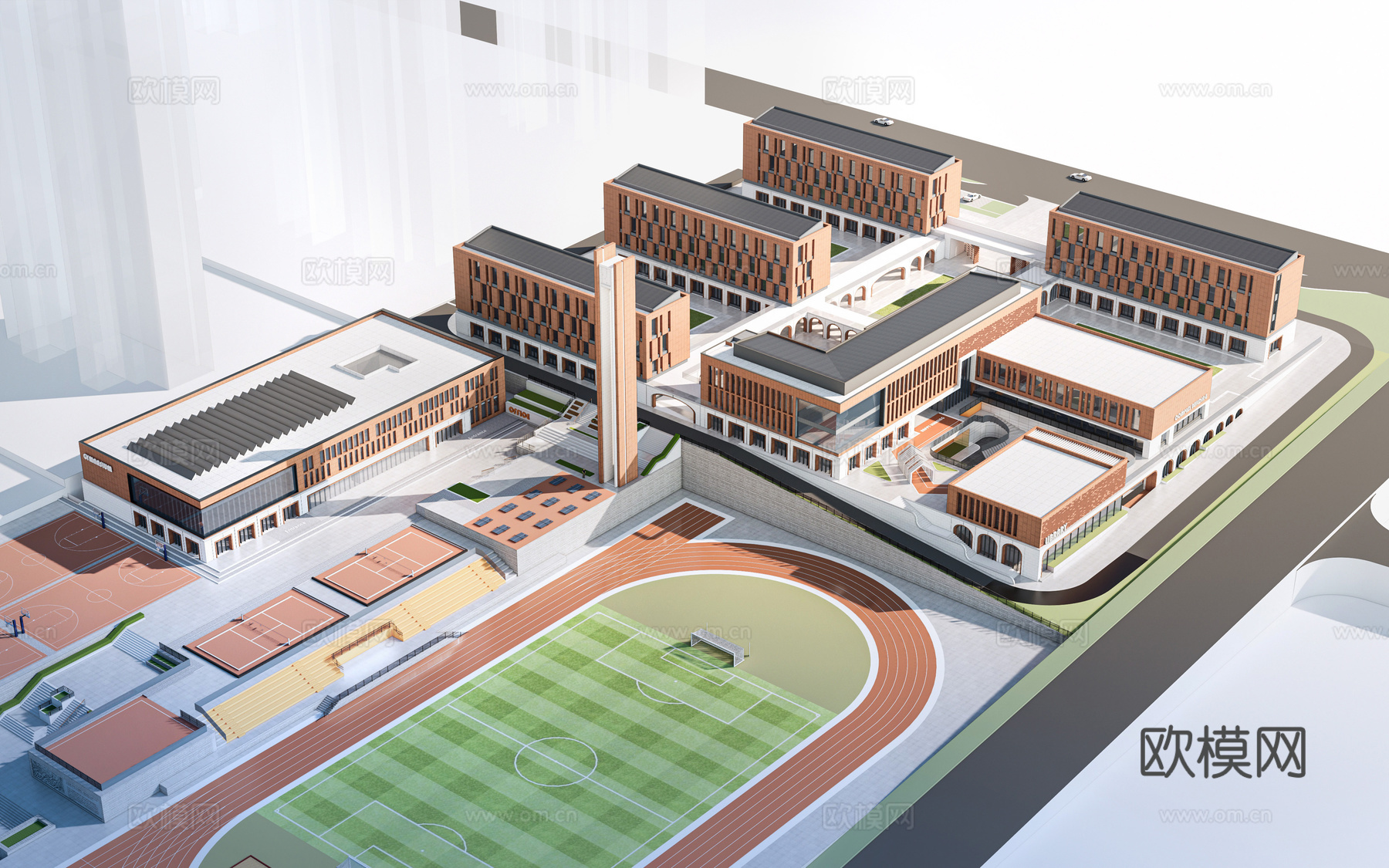 现代学校建筑 教学楼建筑 中小学建筑 行政楼 办公楼su模型