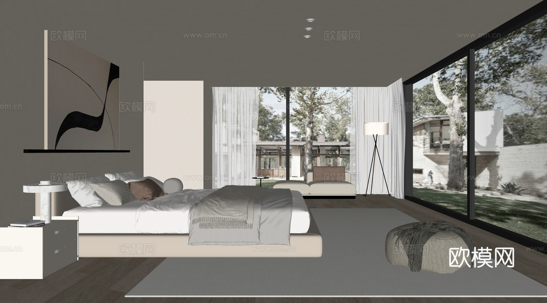 现代卧室su模型