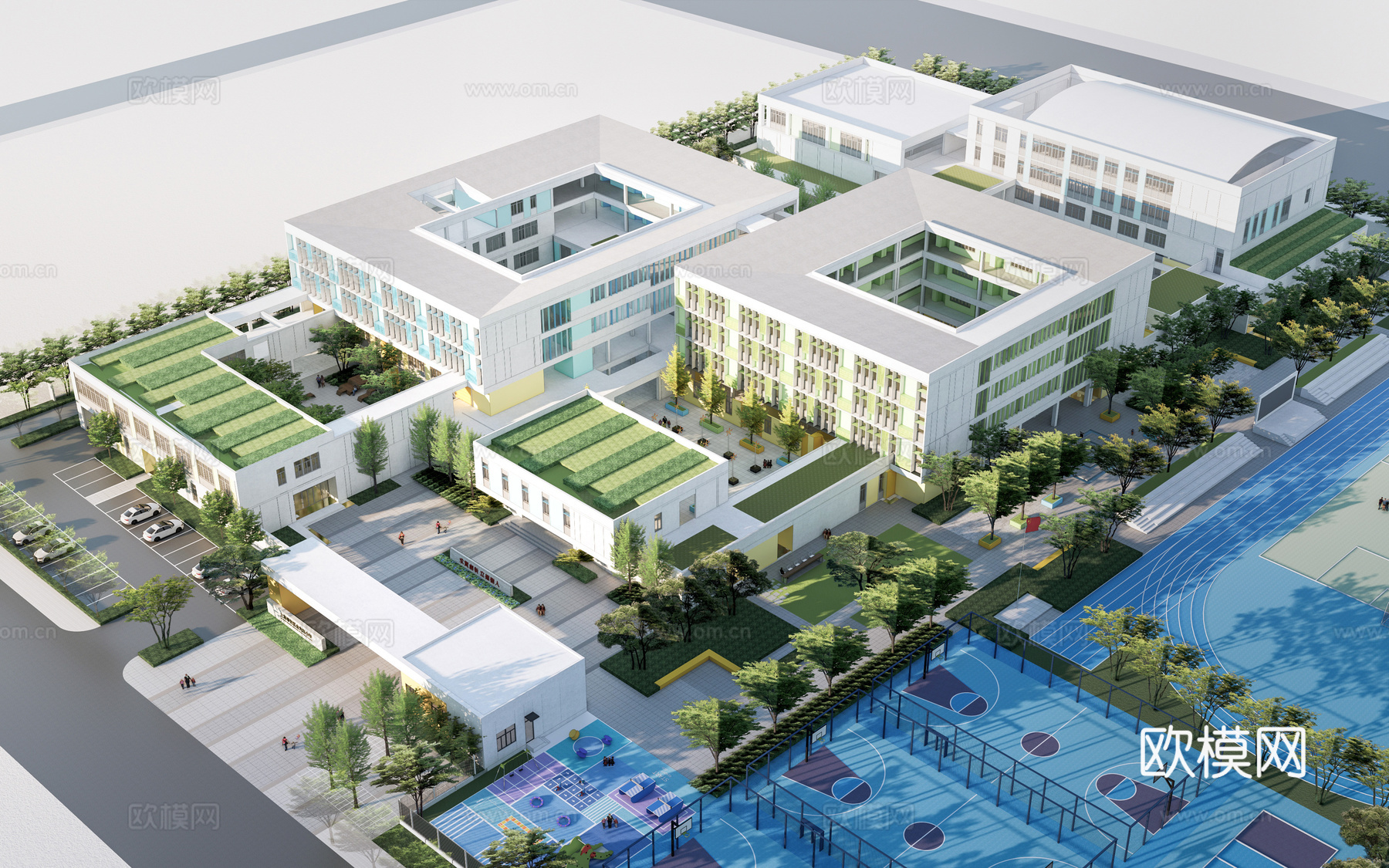 现代学校建筑 教学楼建筑 中小学建筑 行政楼 办公楼su模型