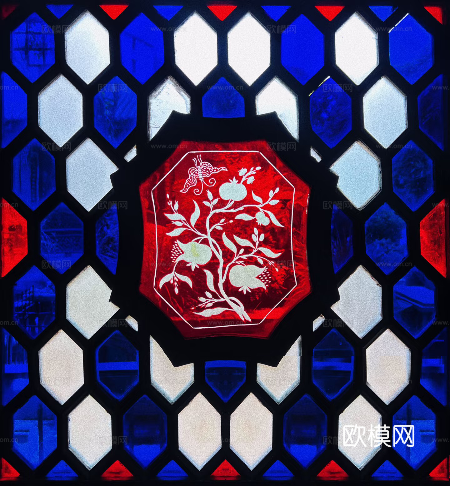 复古彩色花纹玻璃