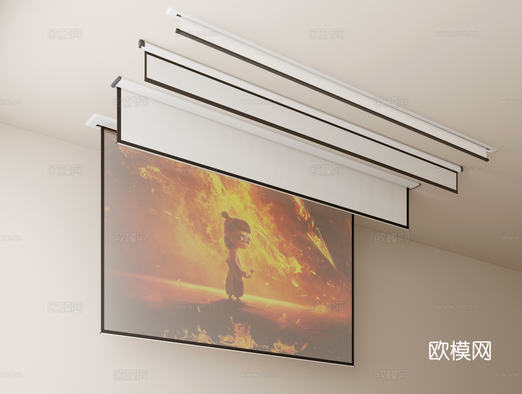 投影仪 投影设备 投影幕布 幕布3d模型
