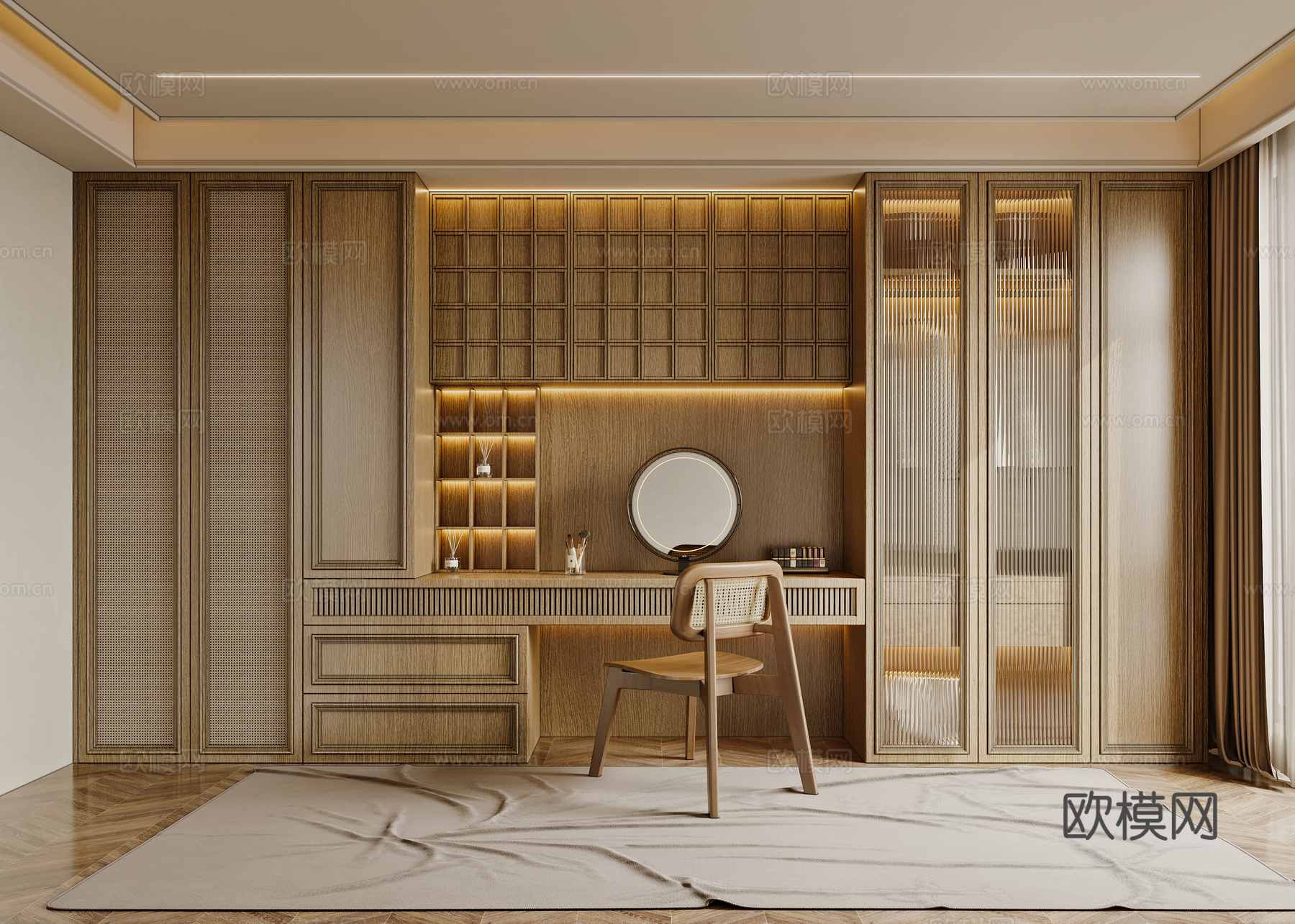 中古风衣帽间3d模型下载