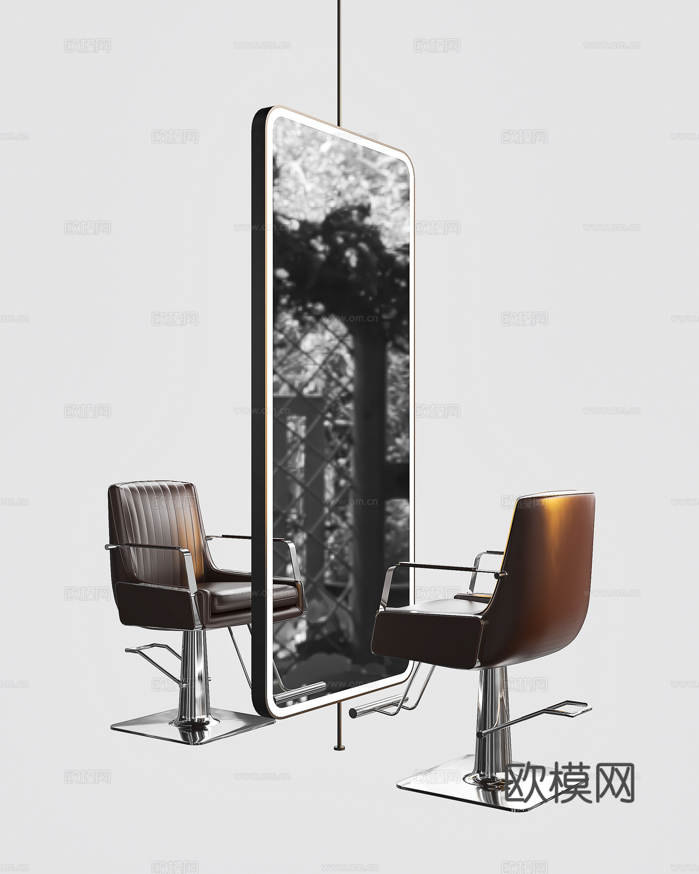 理发椅 理发镜 转椅3d模型