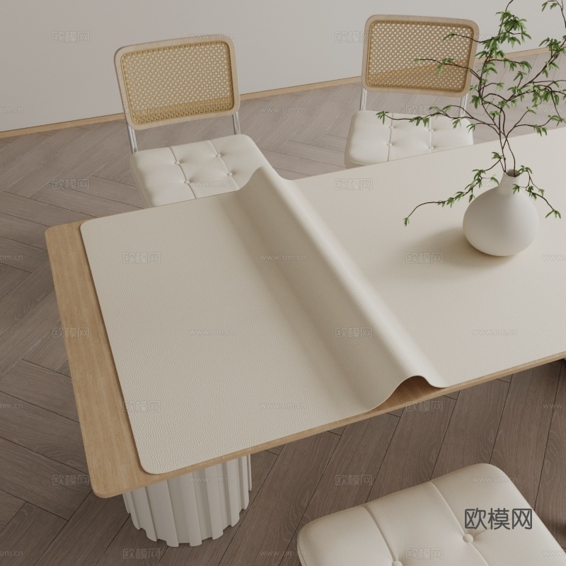 现代奶油餐桌垫3d模型