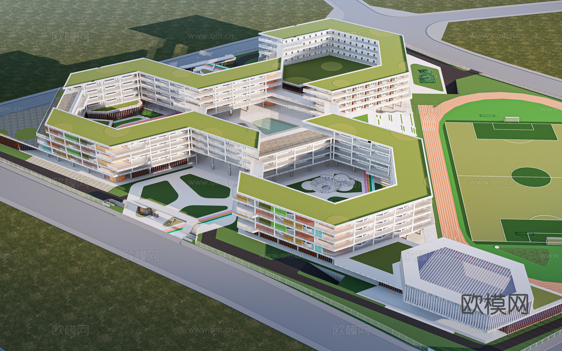 现代学校建筑 教学楼建筑 中小学建筑 行政楼 办公楼su模型