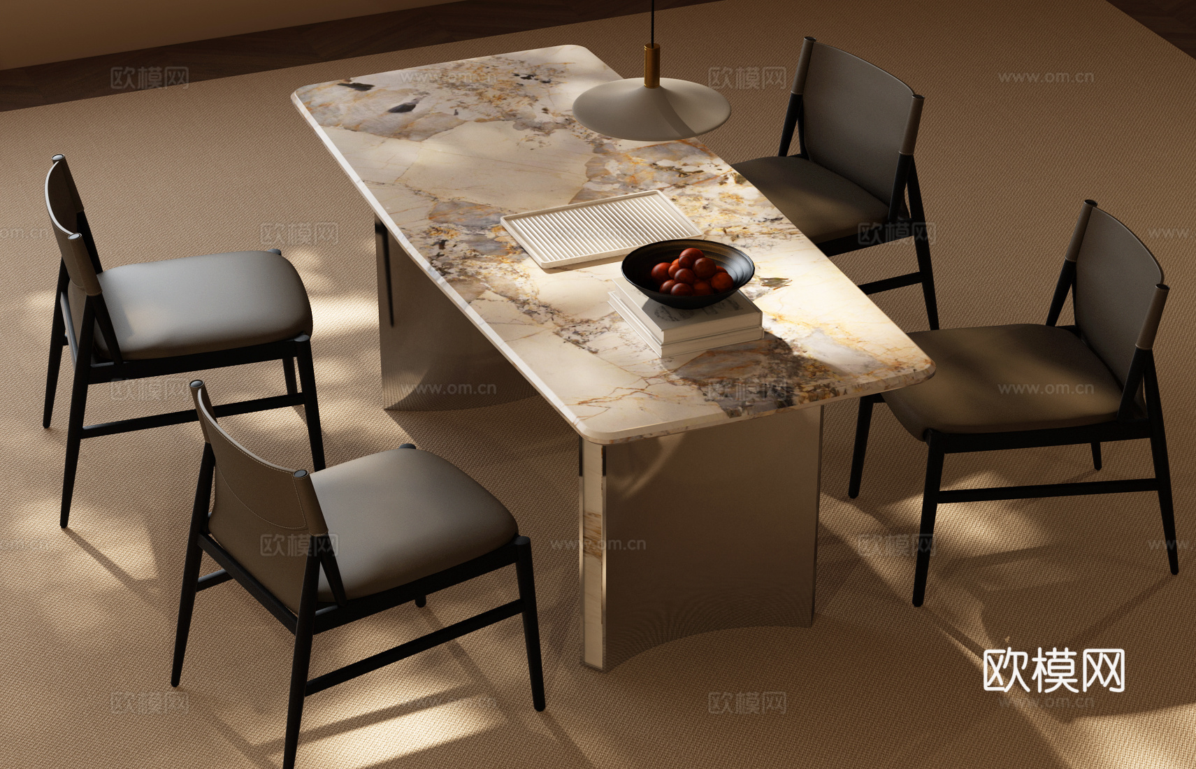 现代意式餐桌椅组合 意式奢华餐桌椅组合 意式餐桌椅组合 现3d模型