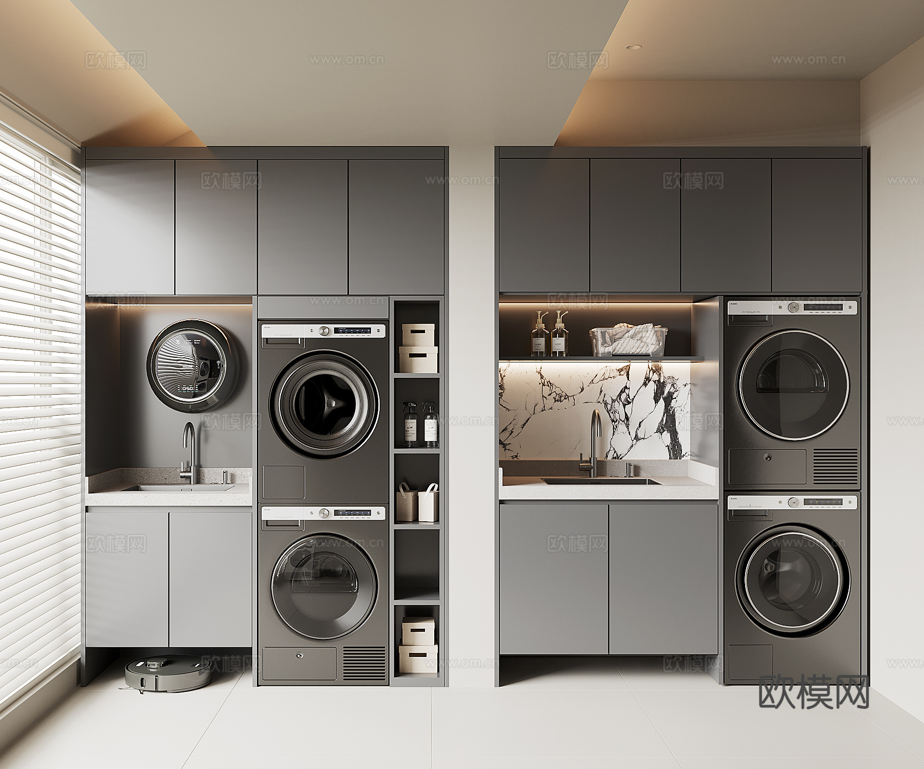 现代洗衣机柜3d模型下载