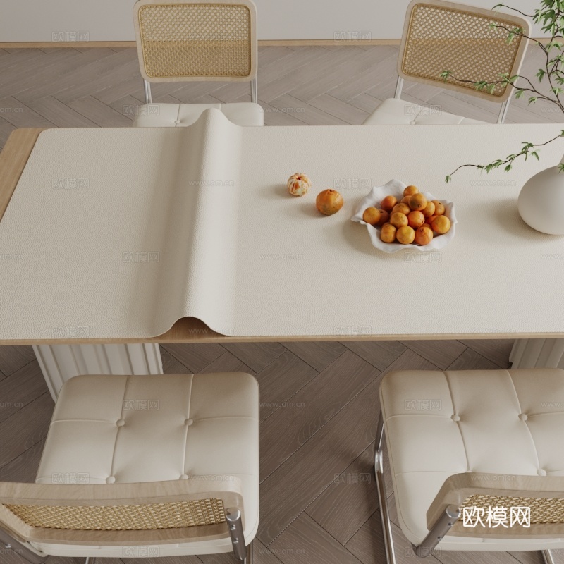 现代奶油餐桌垫3d模型