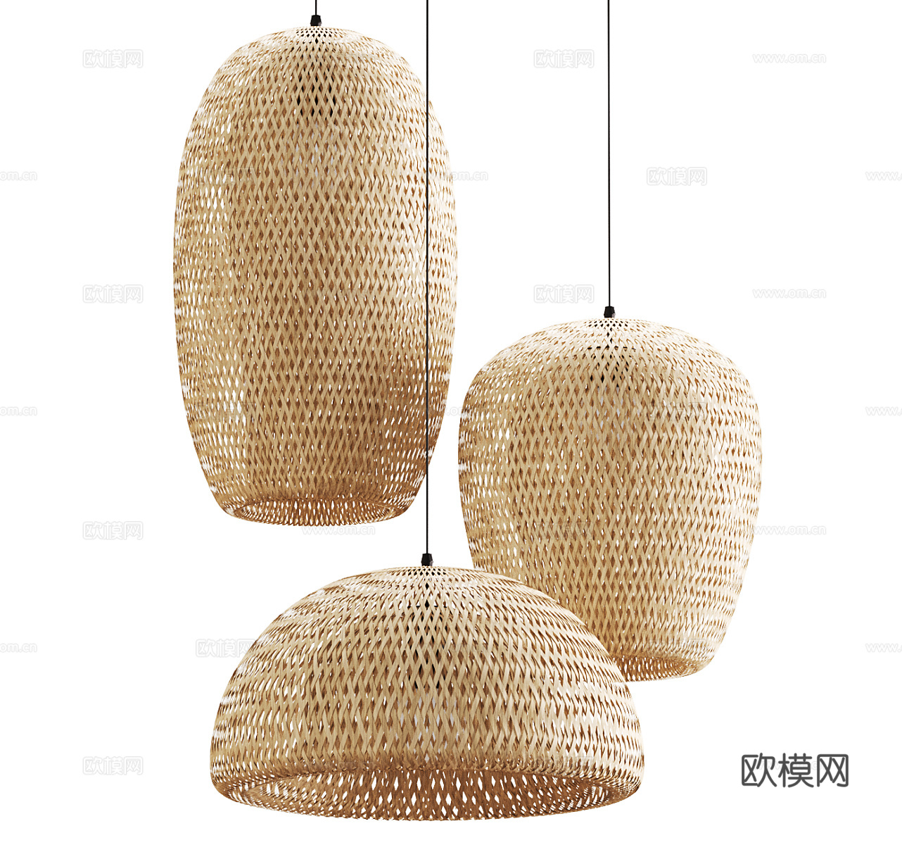 竹编吊灯 藤编吊灯 餐厅吊灯 民宿吊灯 吧台吊灯 床头吊灯3d模型