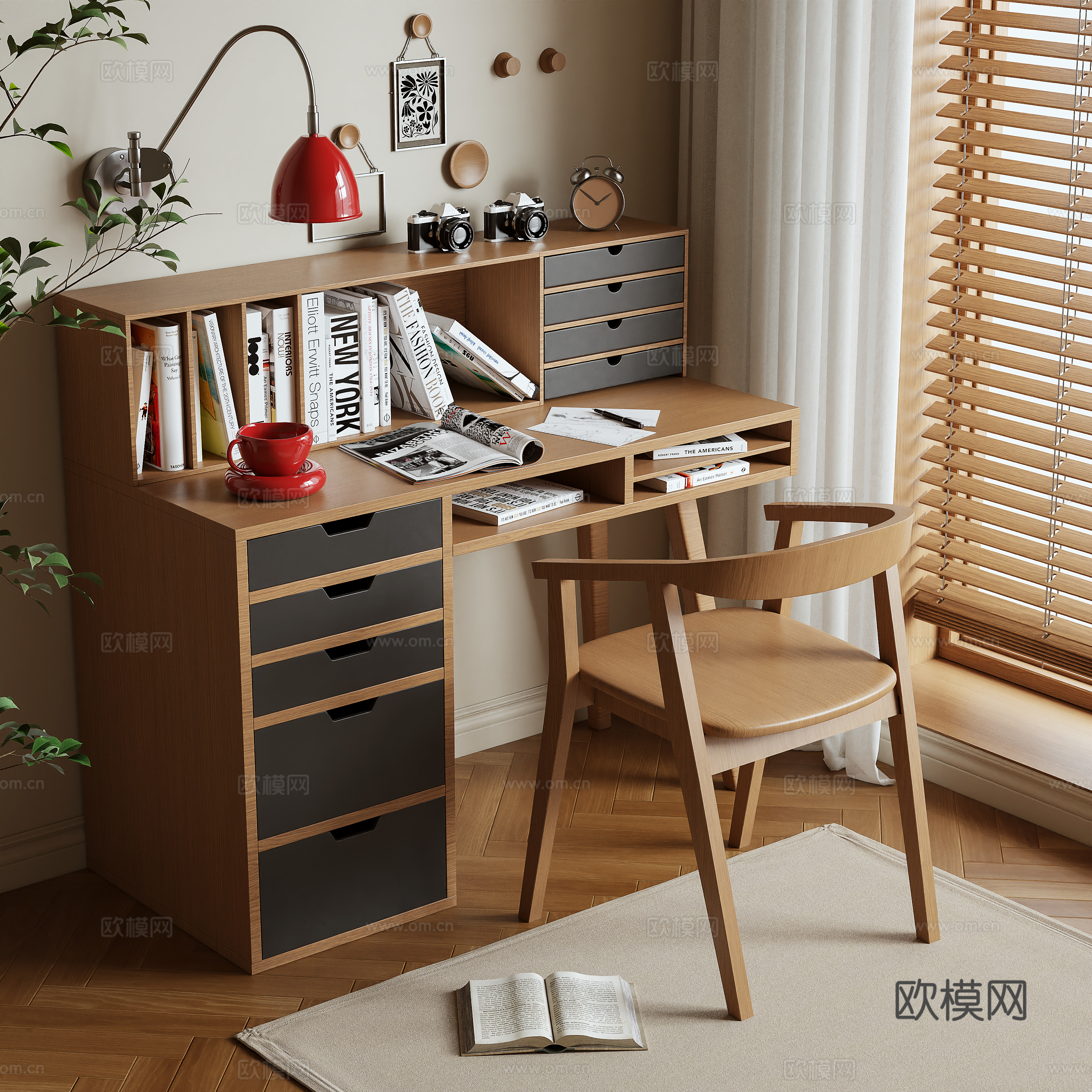 中古风书桌3d模型