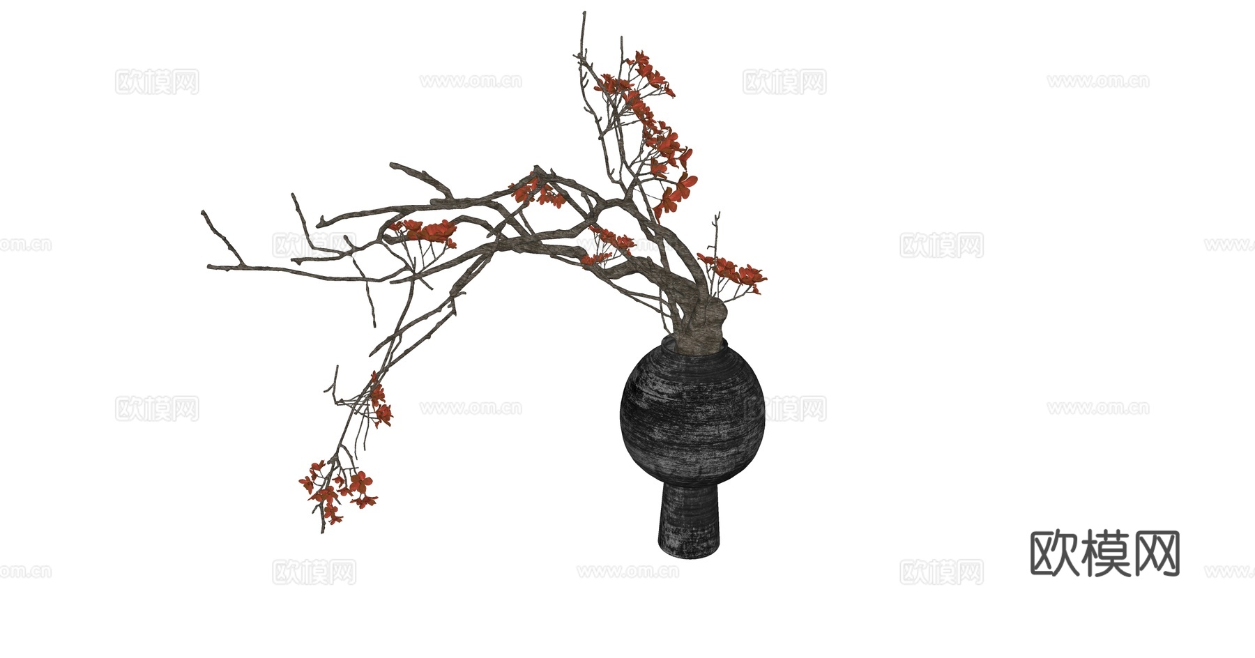中古风花瓶装饰su模型