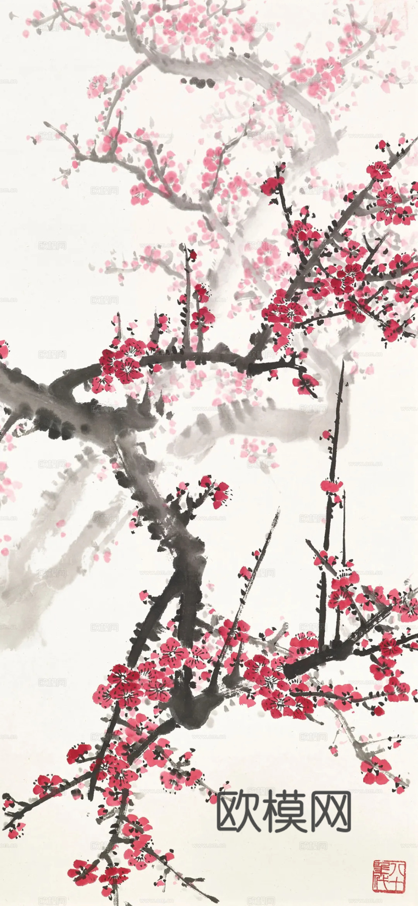 宋式新中式高清花鸟画挂画贴图